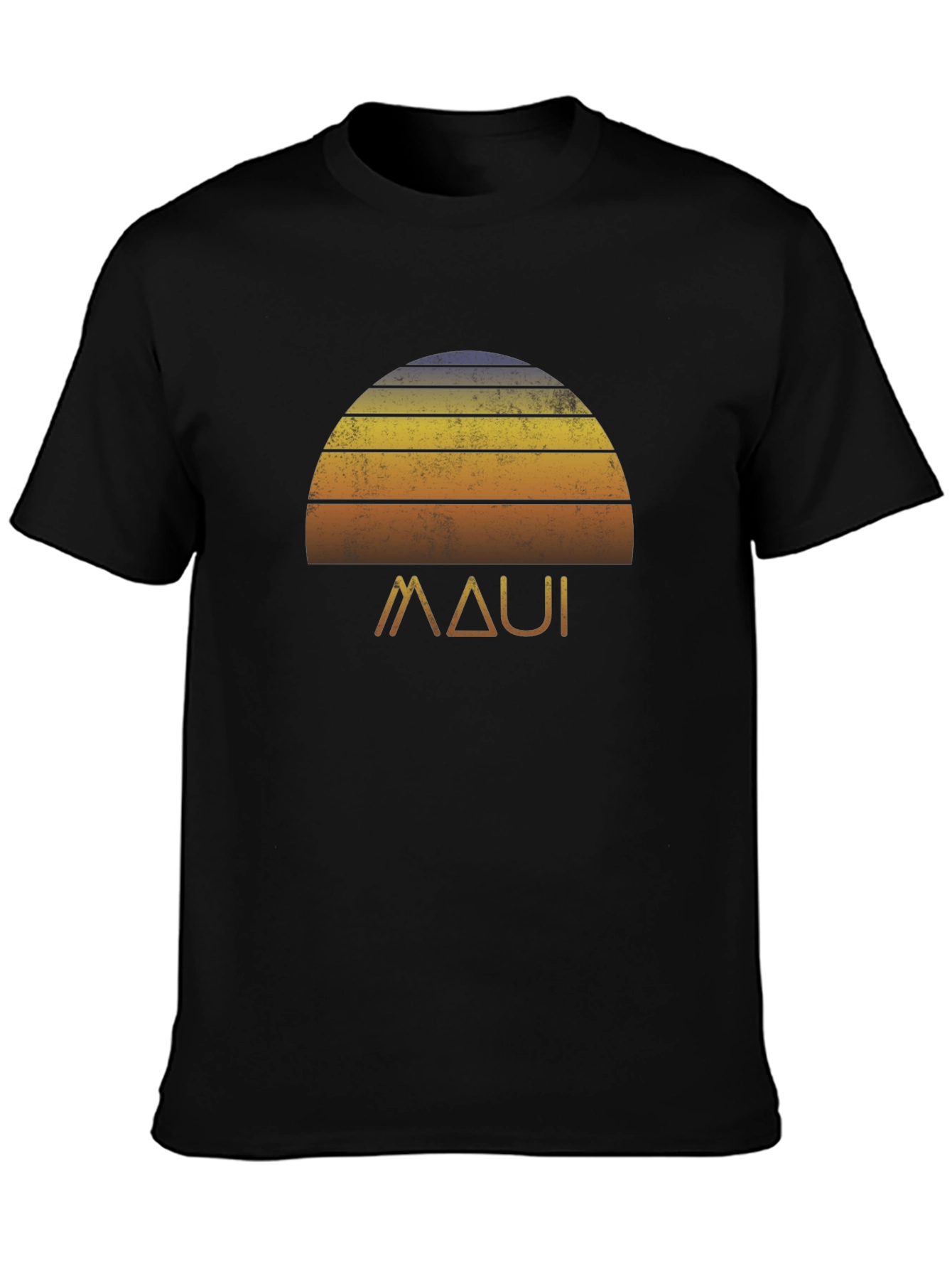 Maui Sunset Graphic Tee - Retro Style Black T-Shirt