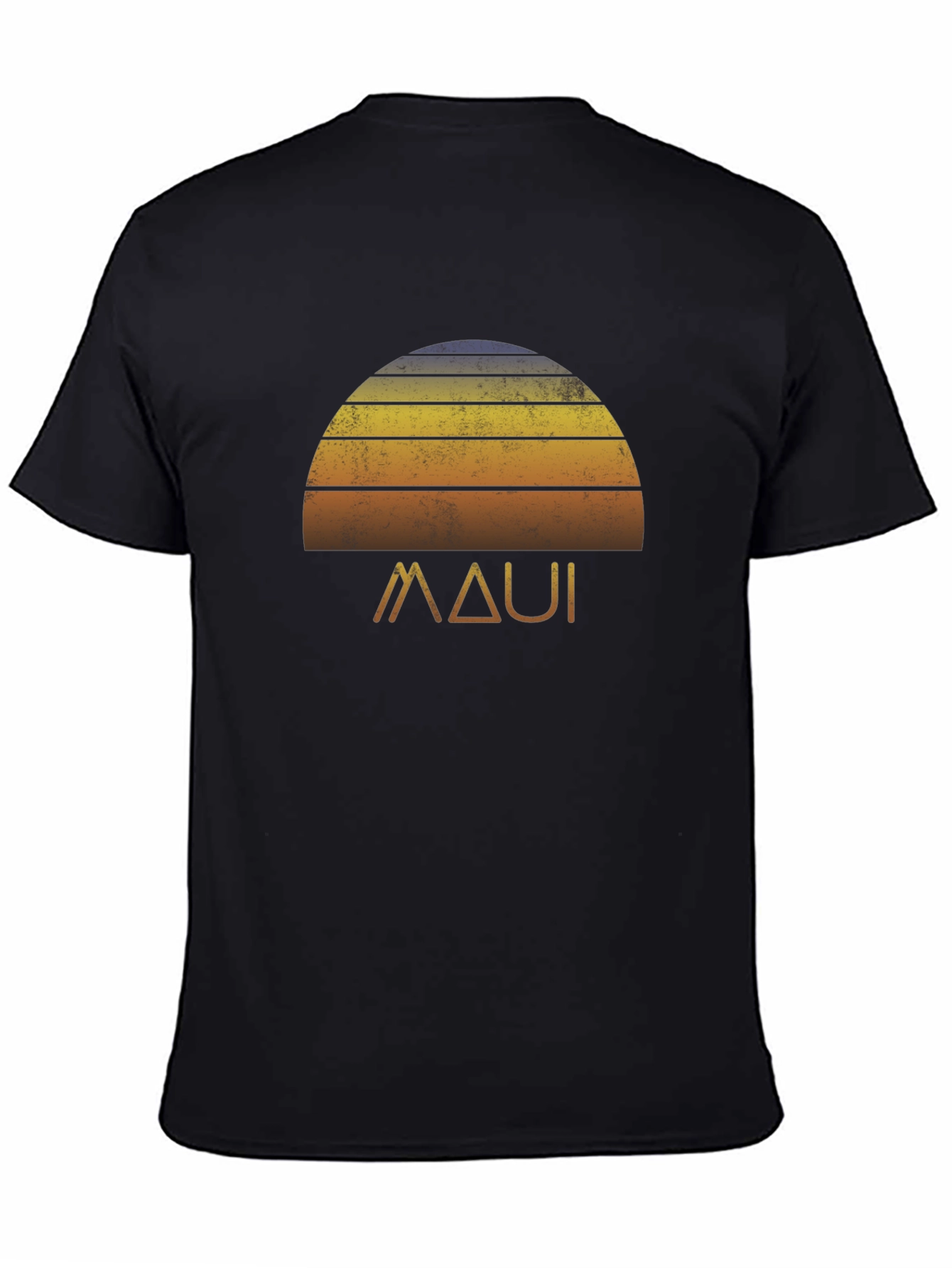 Maui Sunset Graphic Tee - Retro Style Black T-Shirt