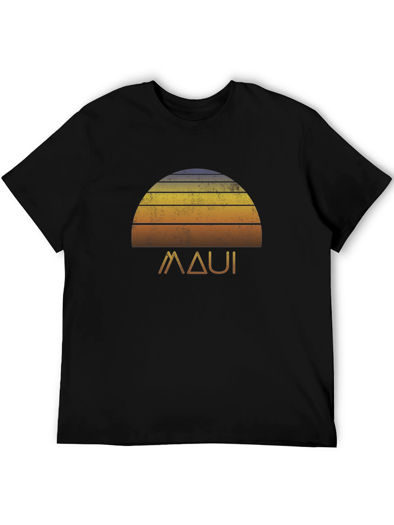 Maui Sunset Graphic Tee - Retro Style Black T-Shirt