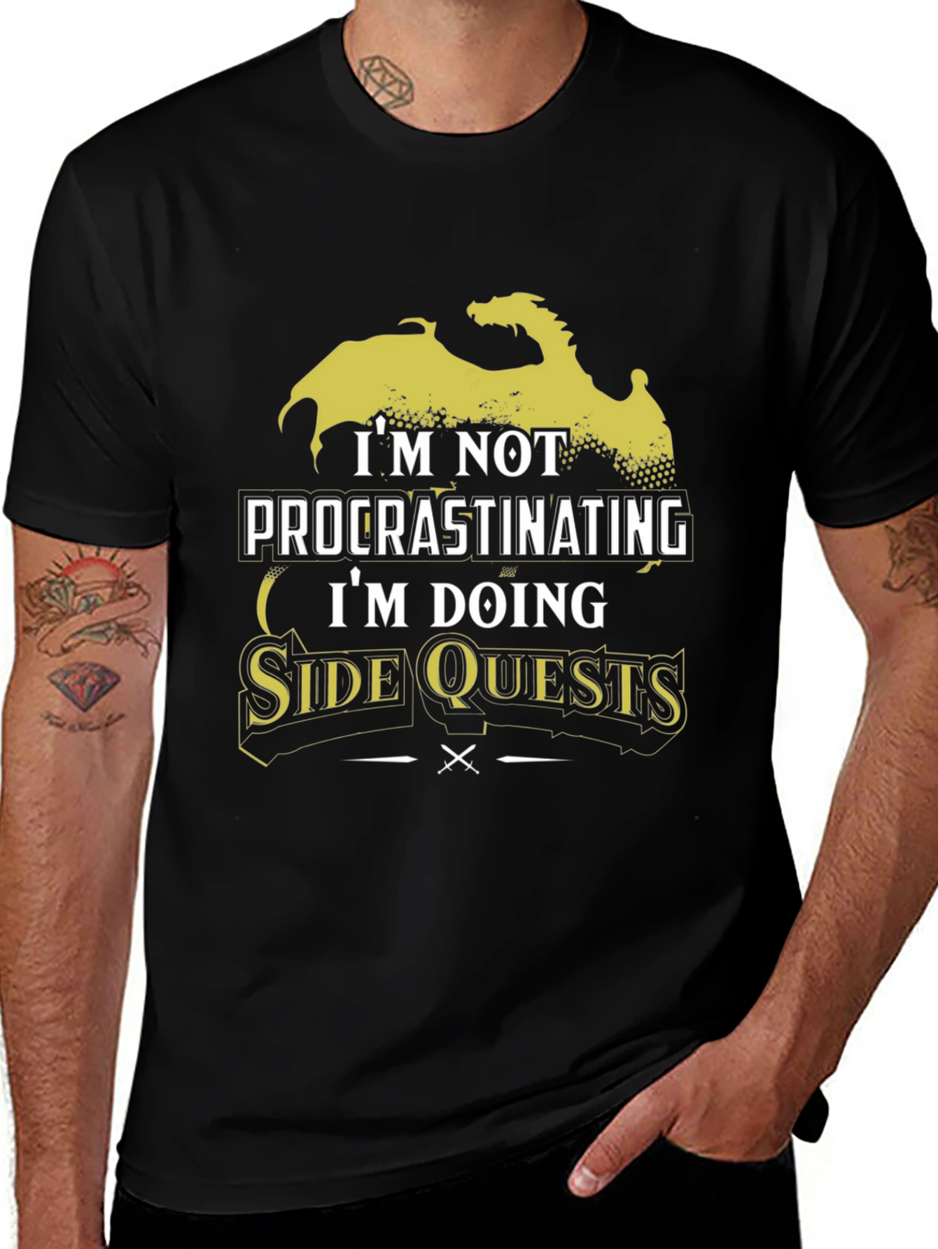 Im Not Procrastinating Side Quests Black T-Shirt