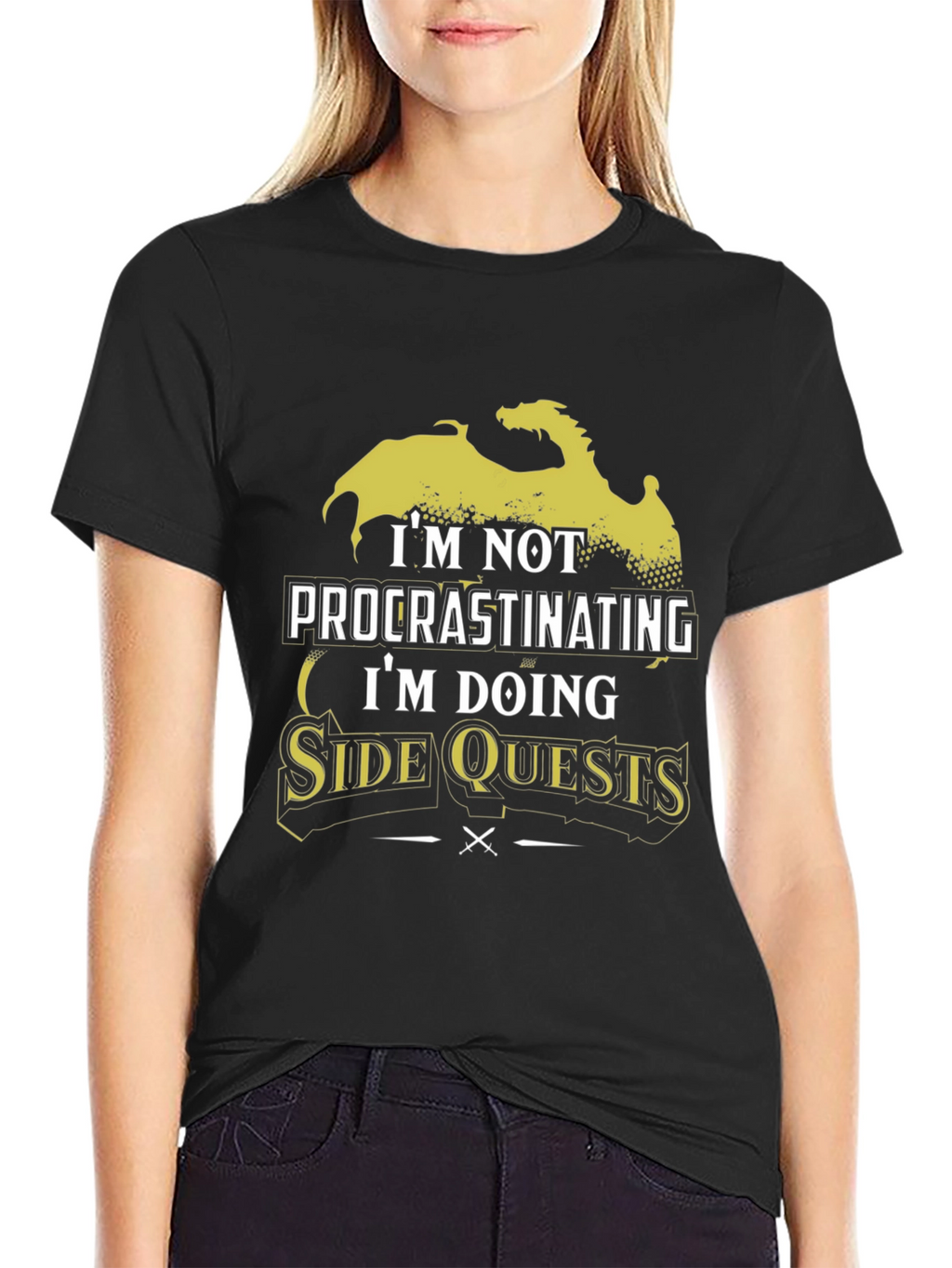 Im Not Procrastinating Side Quests Black T-Shirt