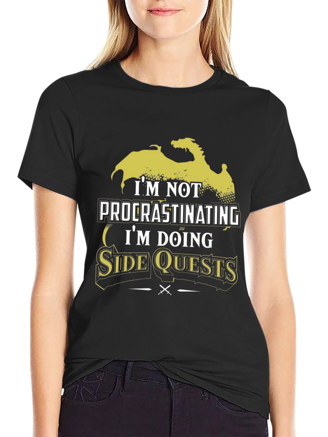Im Not Procrastinating Side Quests Black T-Shirt