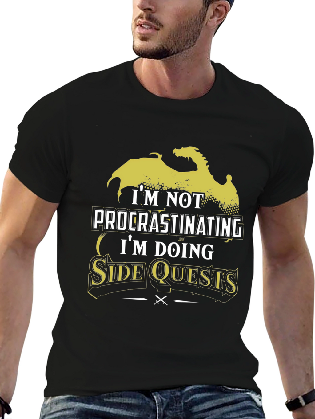 Im Not Procrastinating Side Quests Black T-Shirt