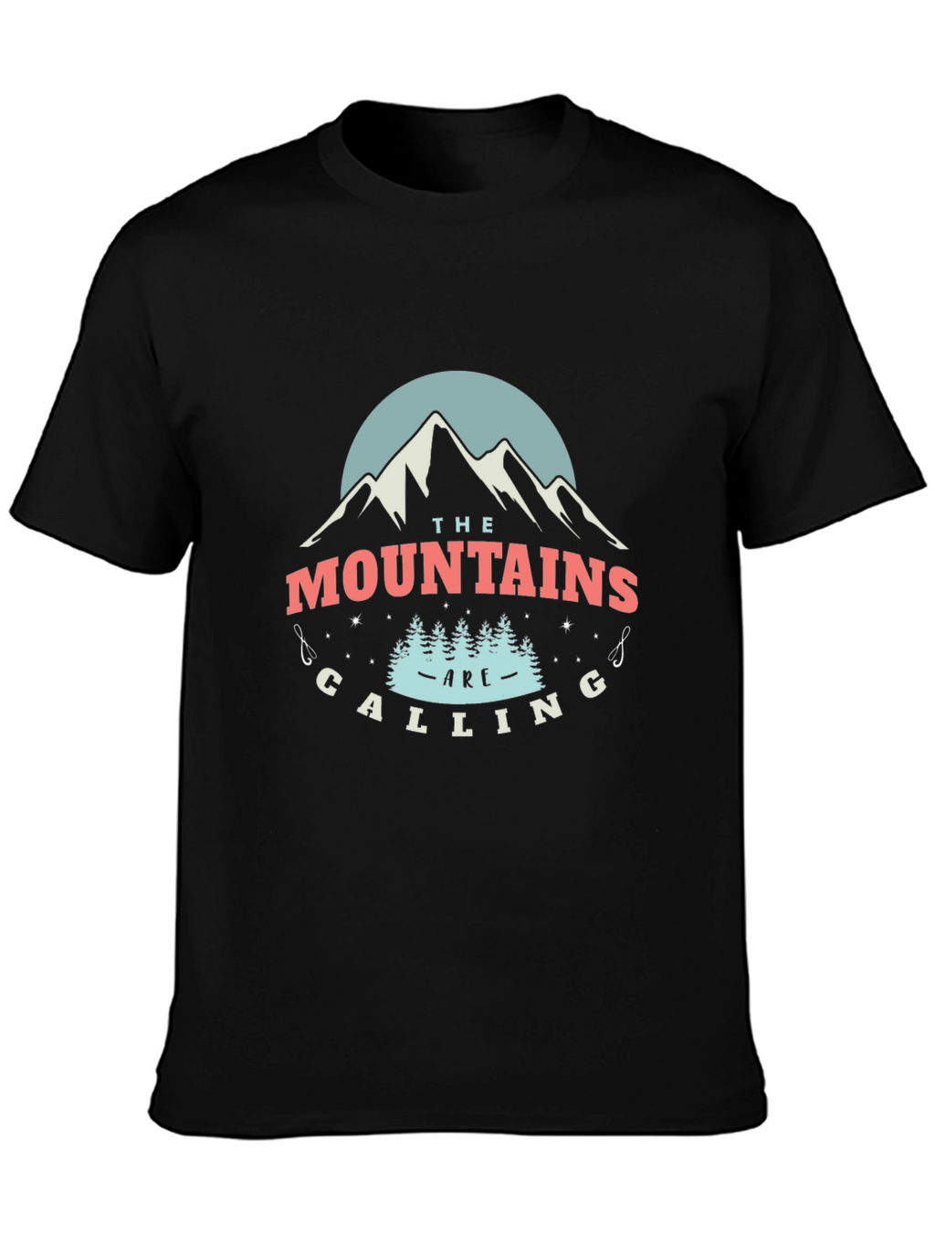 Mountains Are Calling Black Graphic T-Shirt