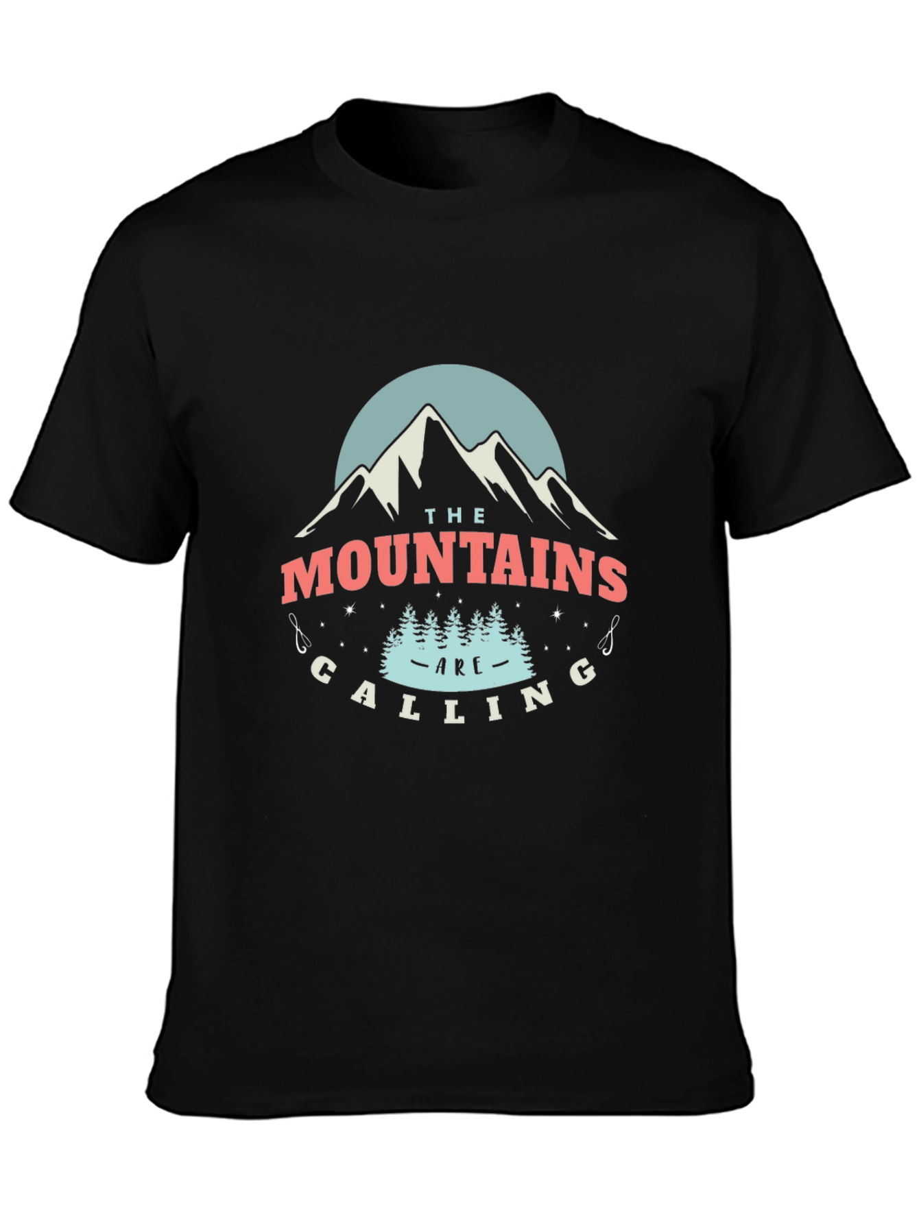 Mountains Are Calling Black Graphic T-Shirt