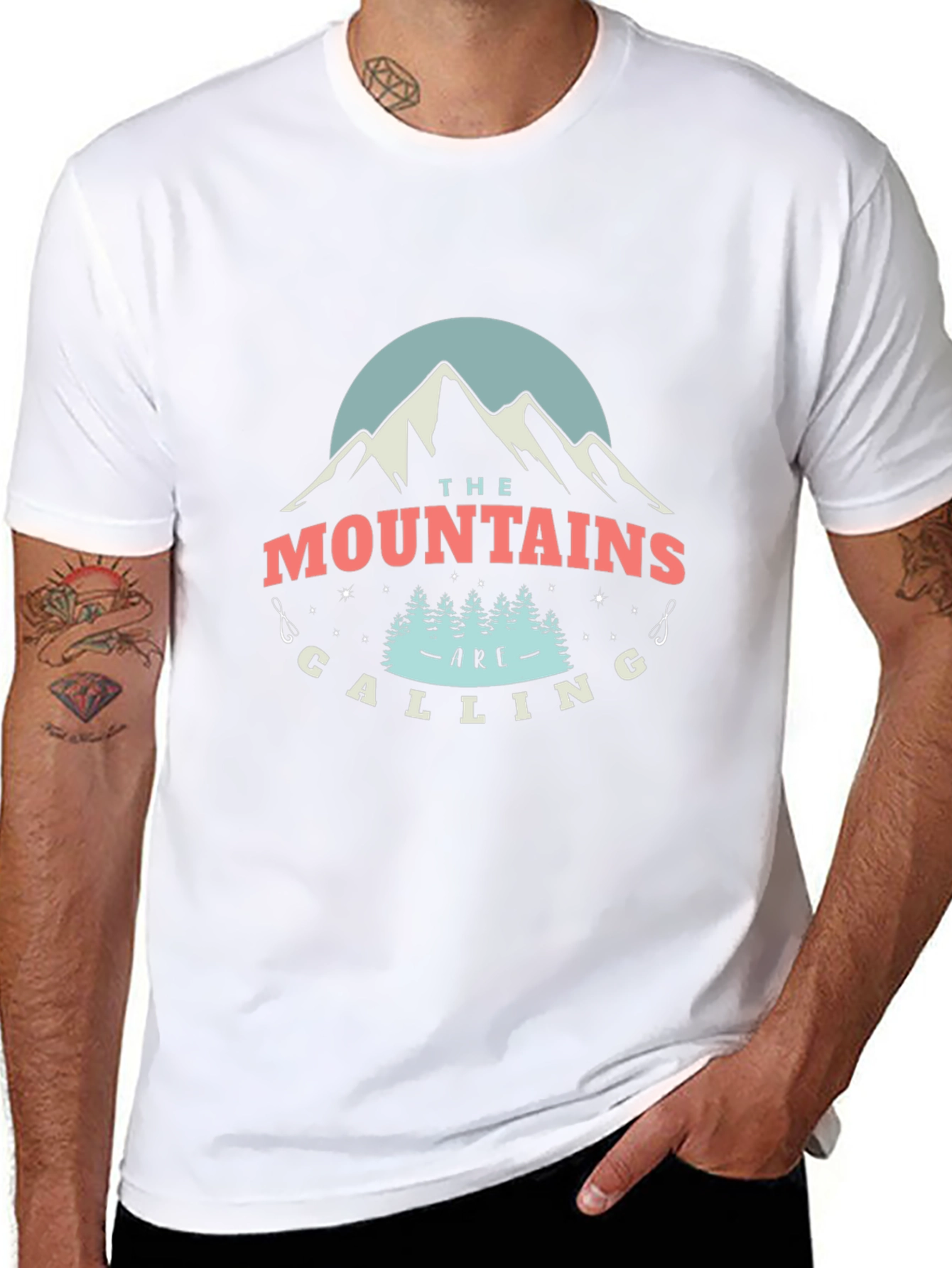 Mountains Are Calling Black Graphic T-Shirt