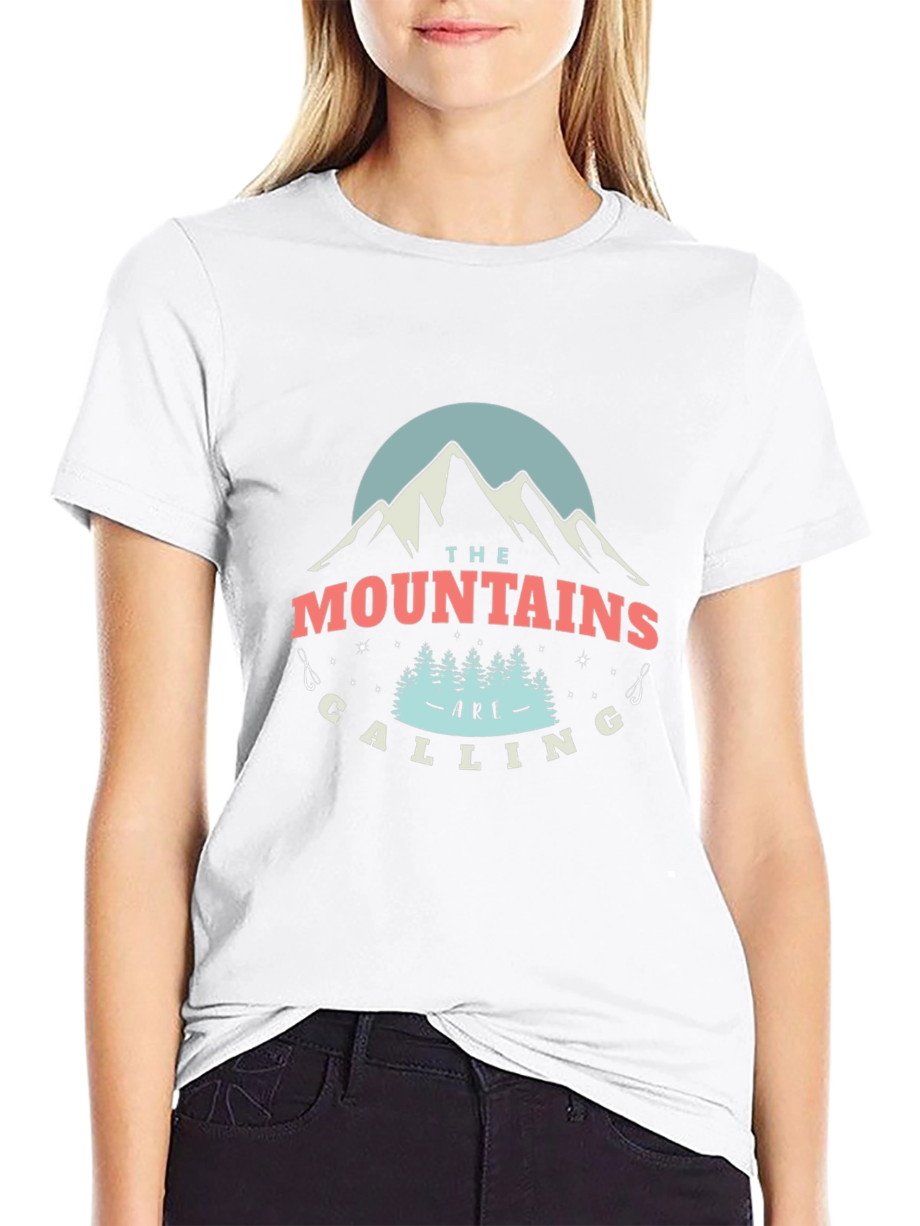 Mountains Are Calling Black Graphic T-Shirt