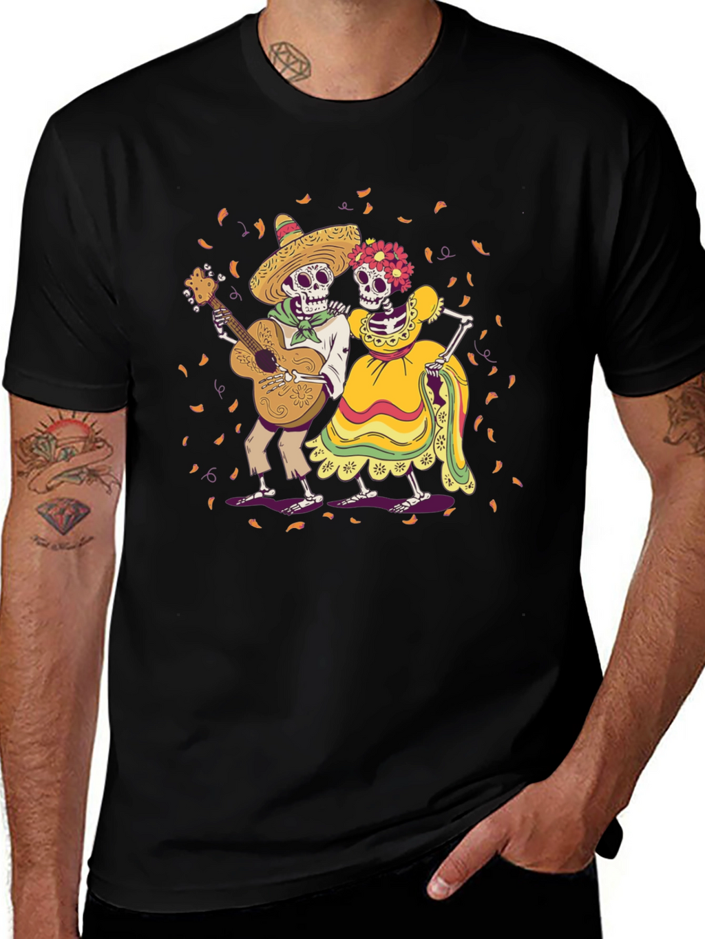 Day of the Dead Skeleton Couple Graphic Tee