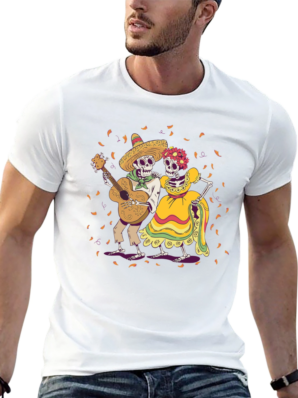 Day of the Dead Skeleton Couple Graphic Tee