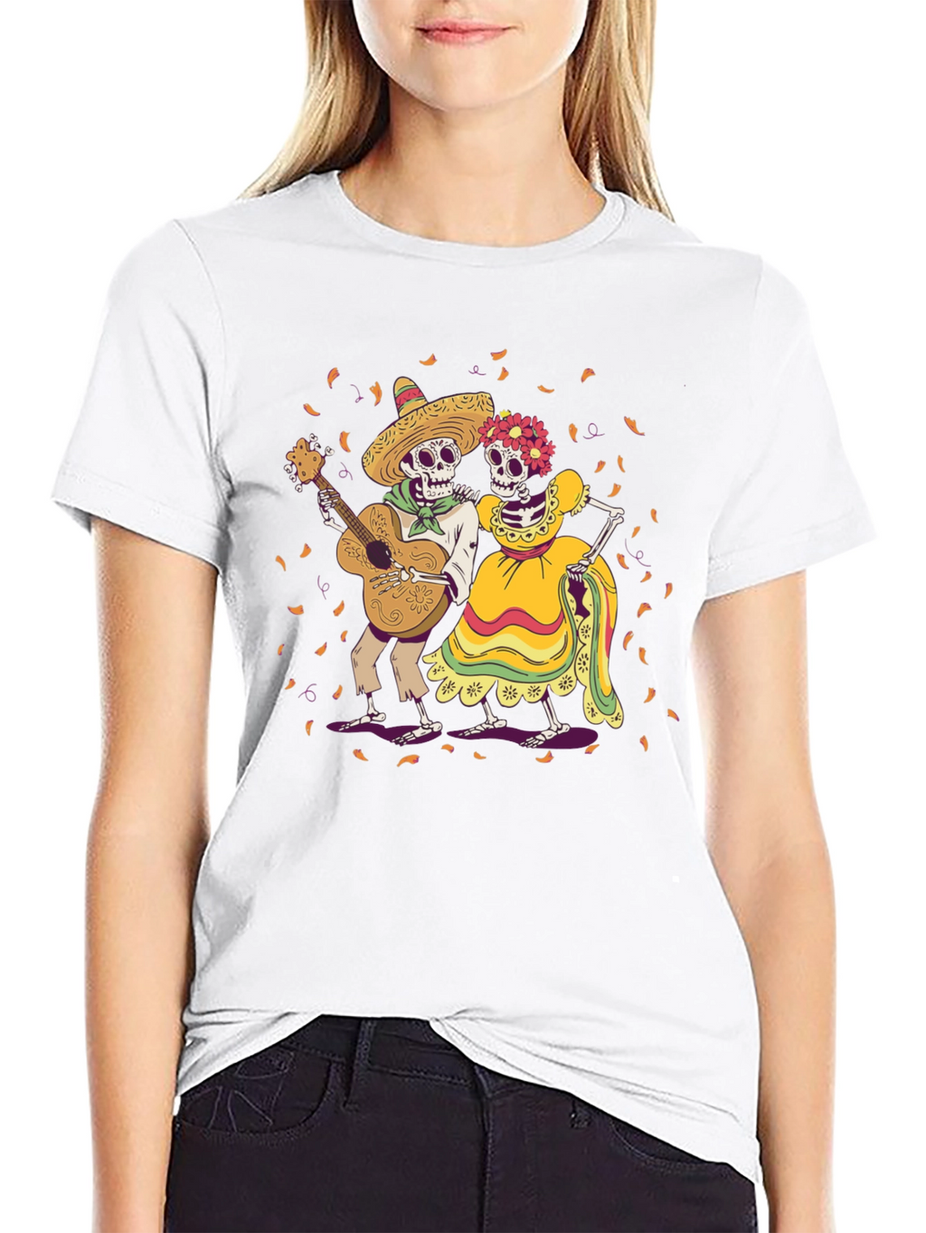 Day of the Dead Skeleton Couple Graphic Tee