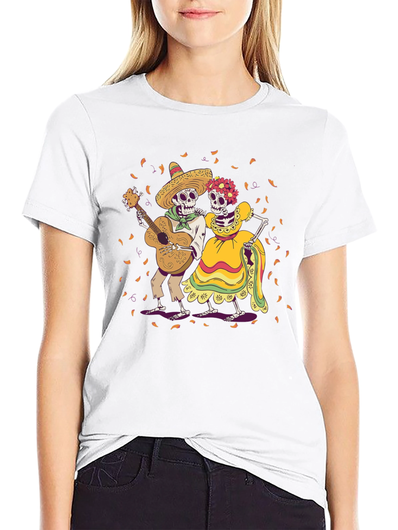 Day of the Dead Skeleton Couple Graphic Tee