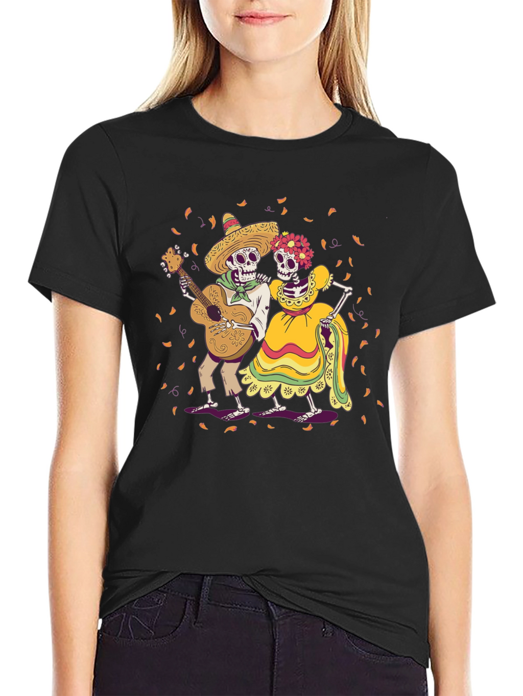 Day of the Dead Skeleton Couple Graphic Tee