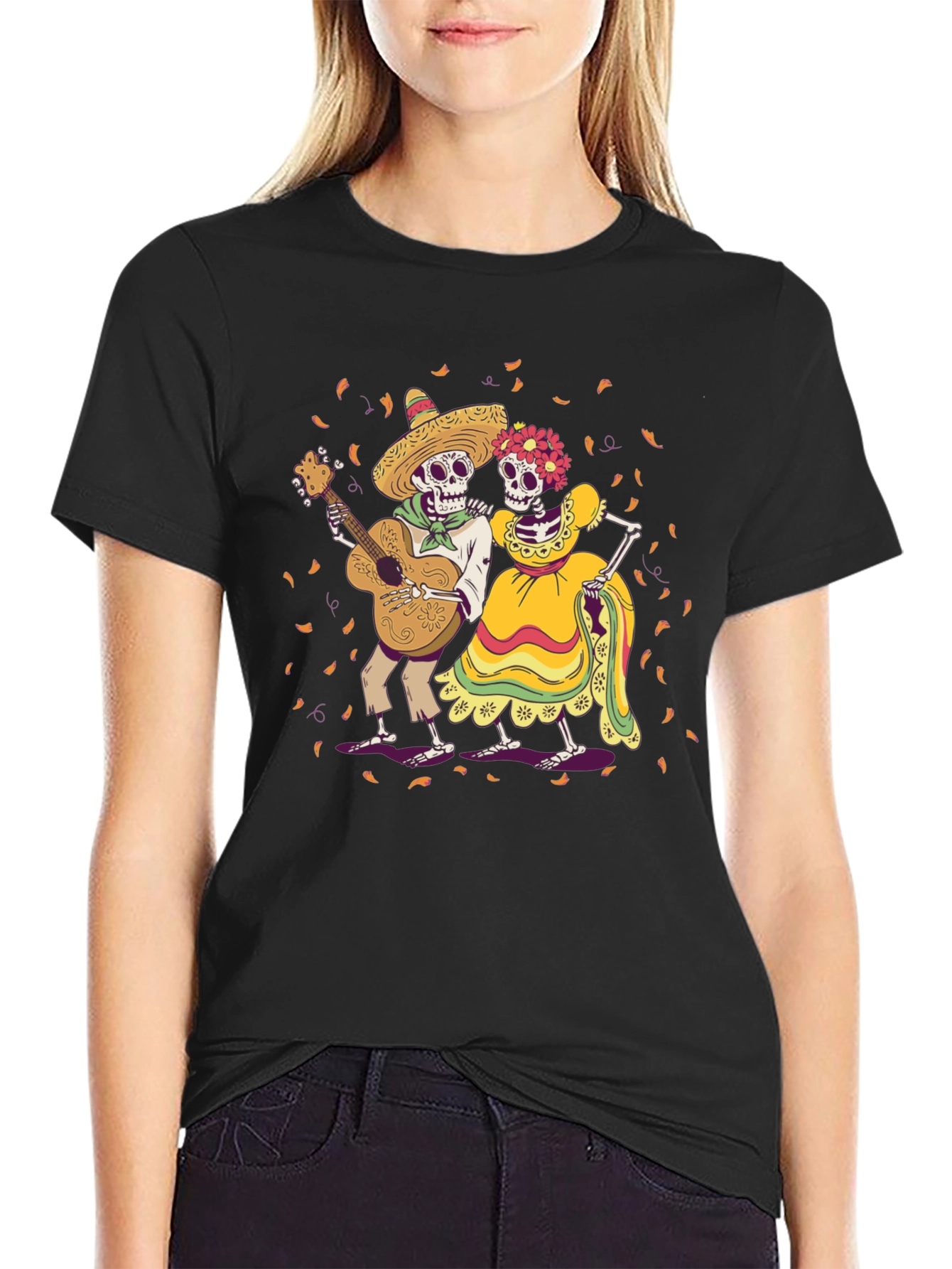 Day of the Dead Skeleton Couple Graphic Tee