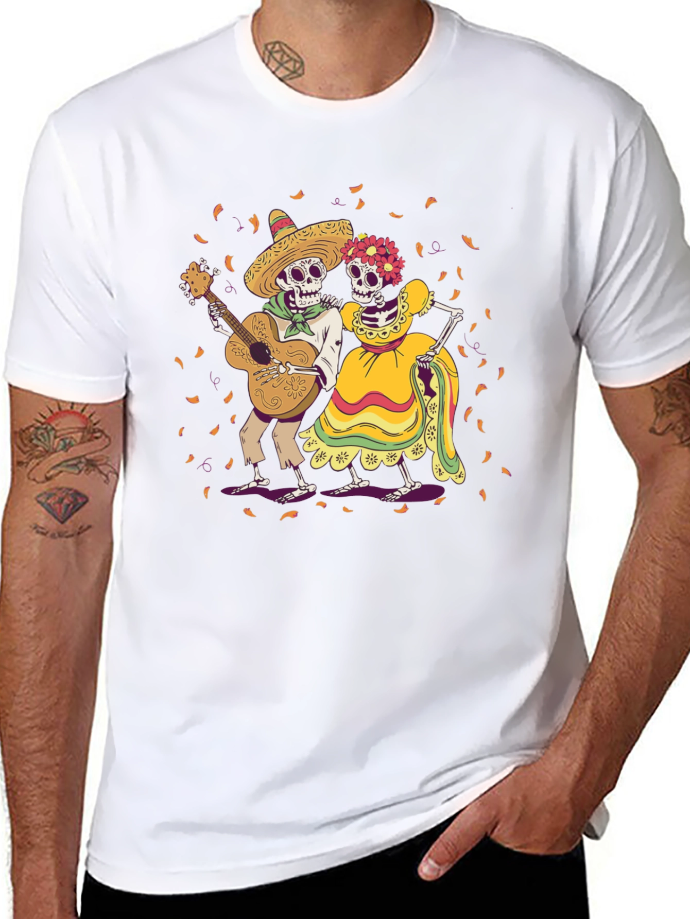 Day of the Dead Skeleton Couple Graphic Tee