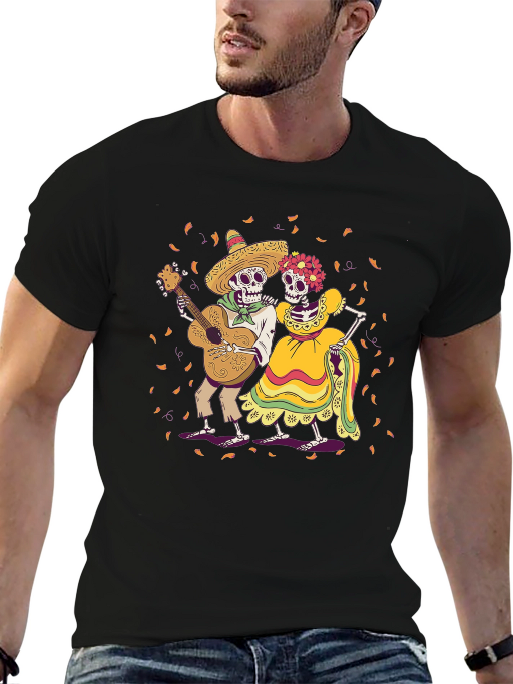 Day of the Dead Skeleton Couple Graphic Tee