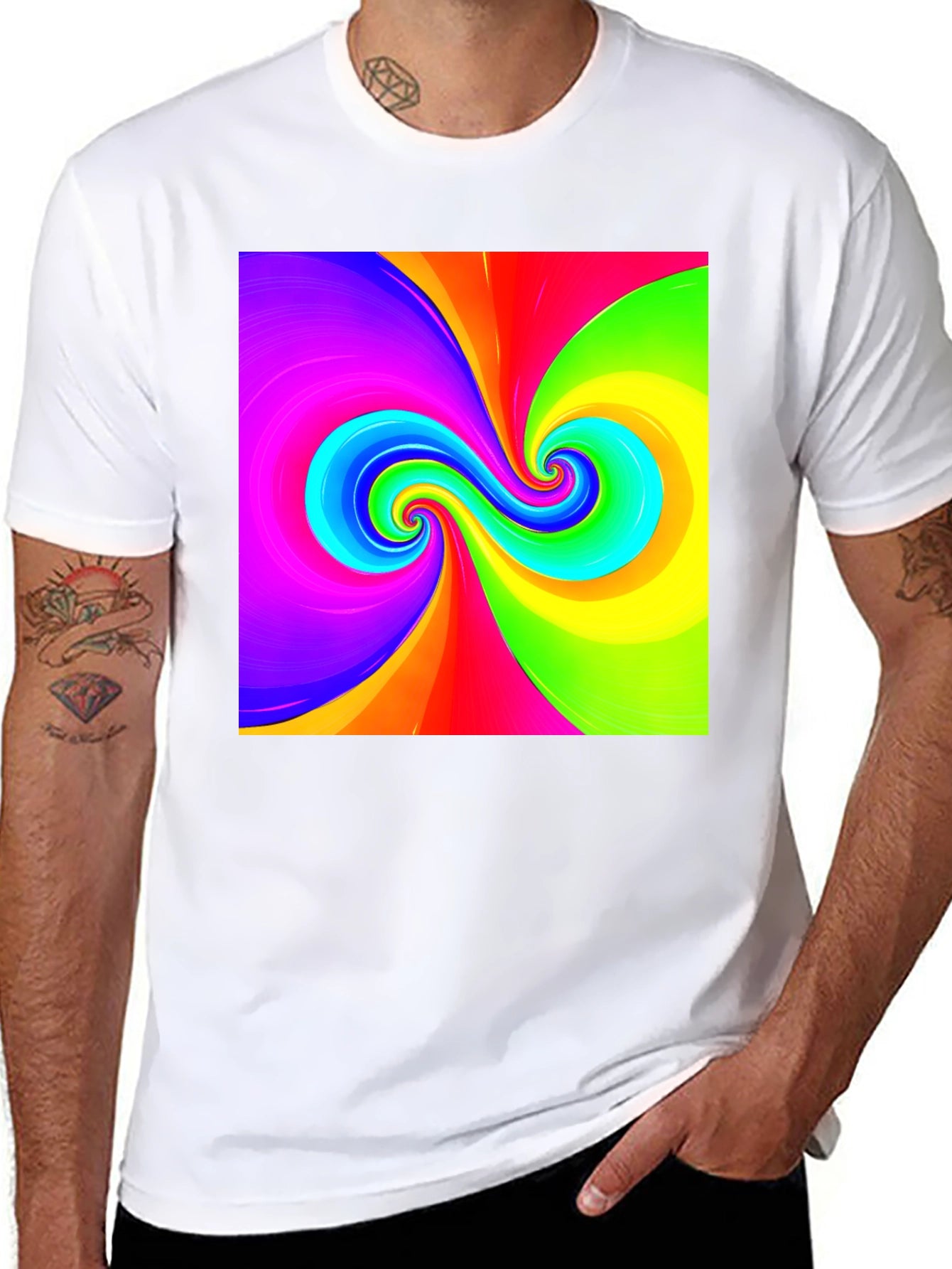 Vibrant Swirl Graphic Black T-Shirt