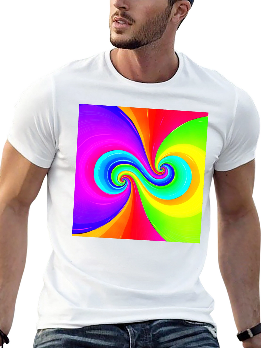 Vibrant Swirl Graphic Black T-Shirt