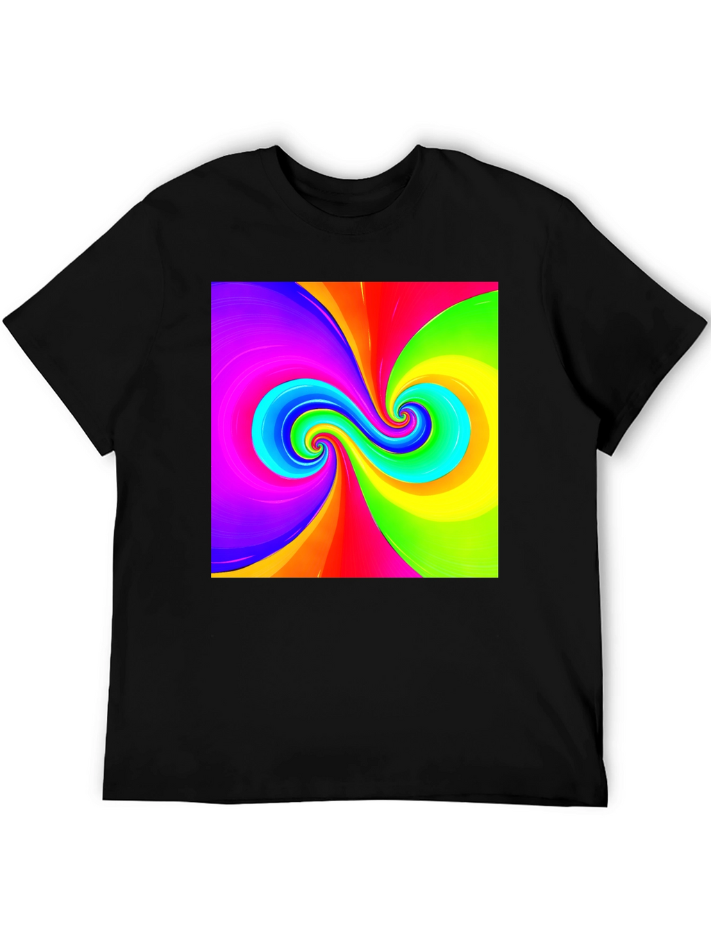 Vibrant Swirl Graphic Black T-Shirt