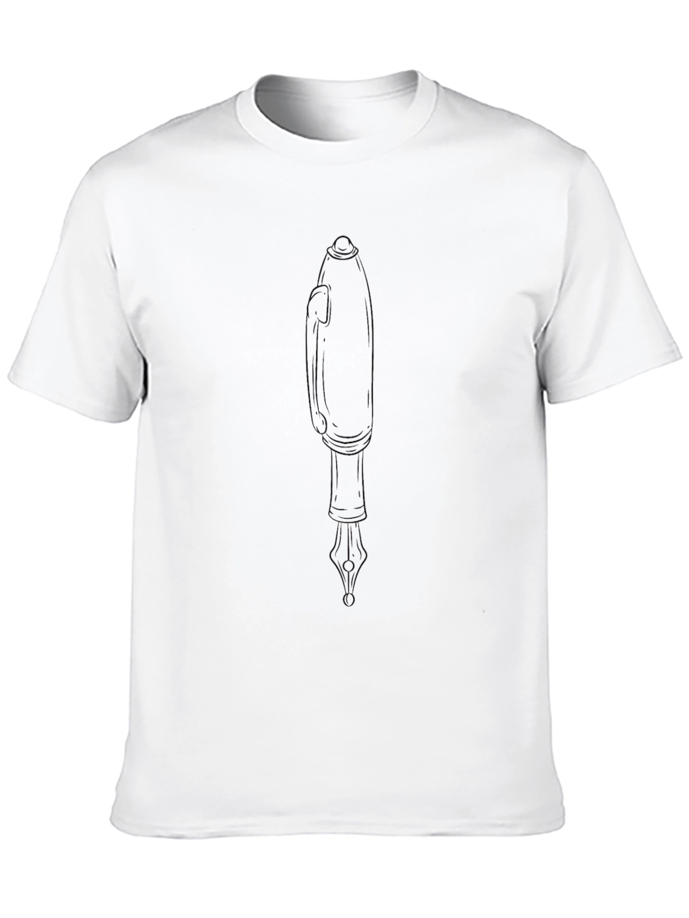 Mens Black Graphic Tee - Unique Pen Design