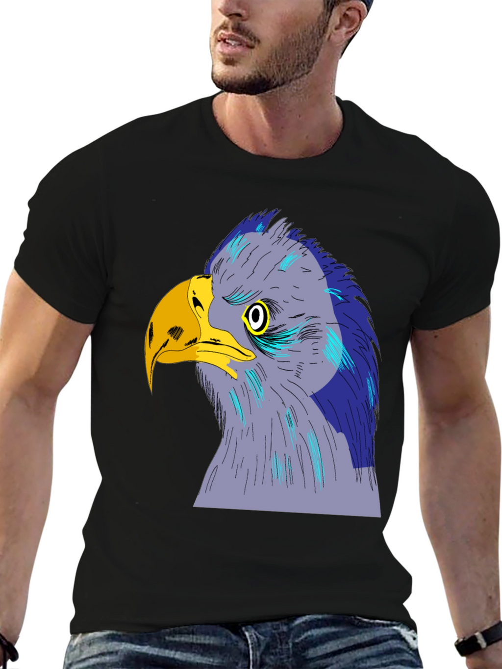 Eagle Graphic Print Black T-Shirt