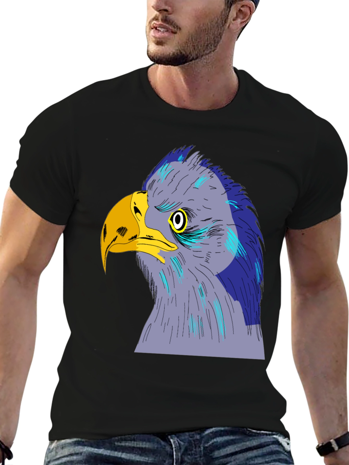 Eagle Graphic Print Black T-Shirt