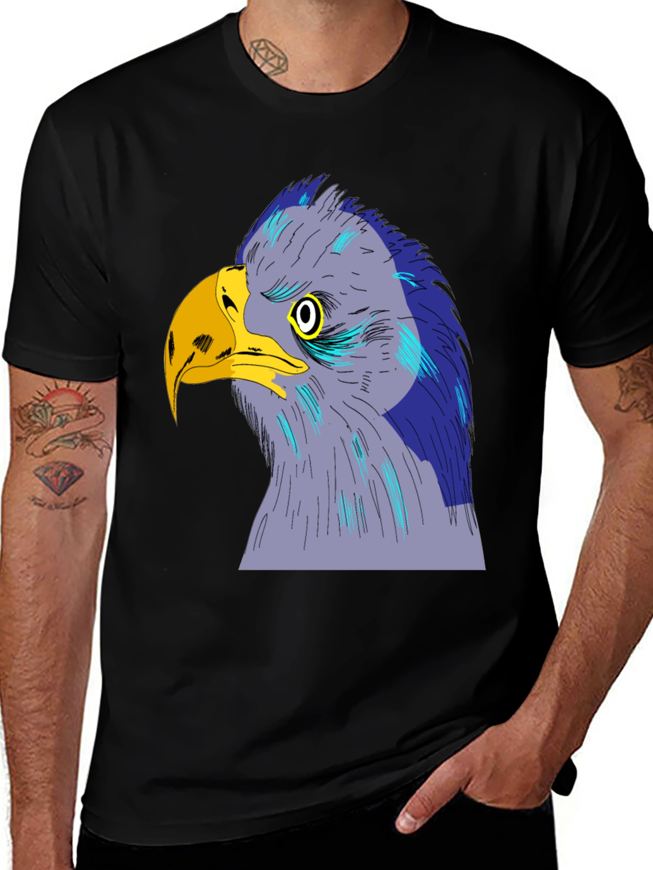 Eagle Graphic Print Black T-Shirt