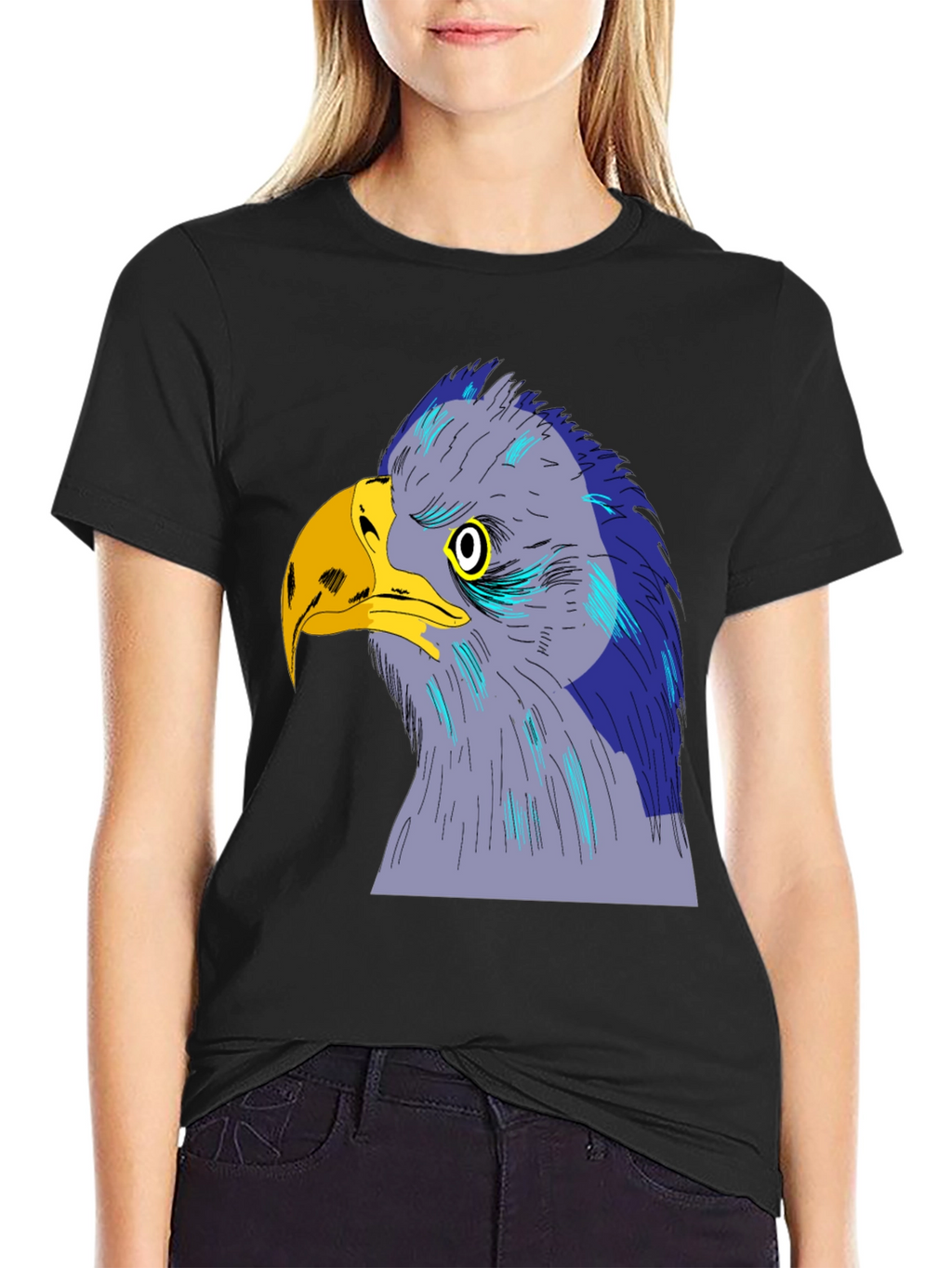 Eagle Graphic Print Black T-Shirt