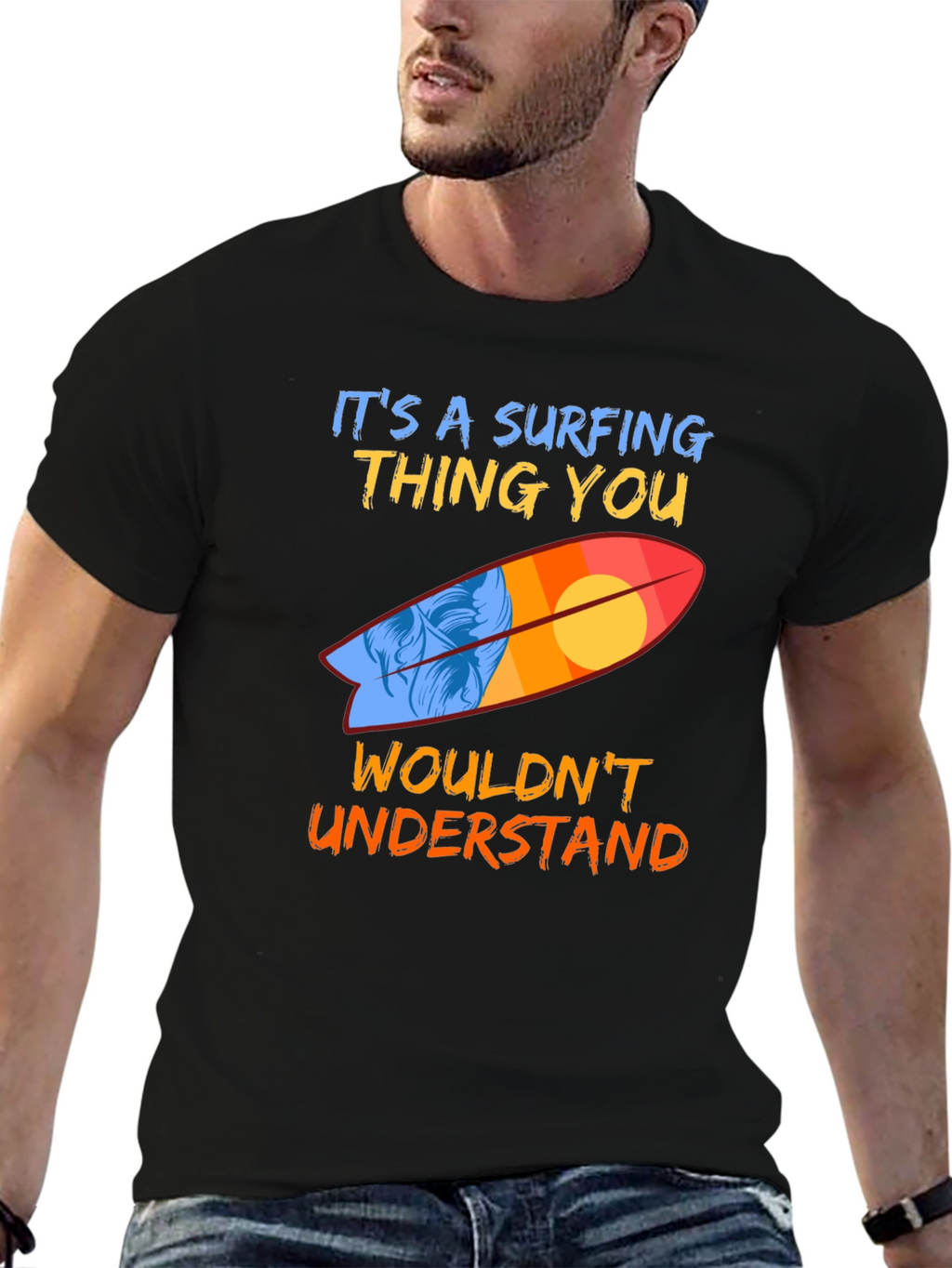 Surfing Thing T-Shirt - Black - Mens Surfboard Tee