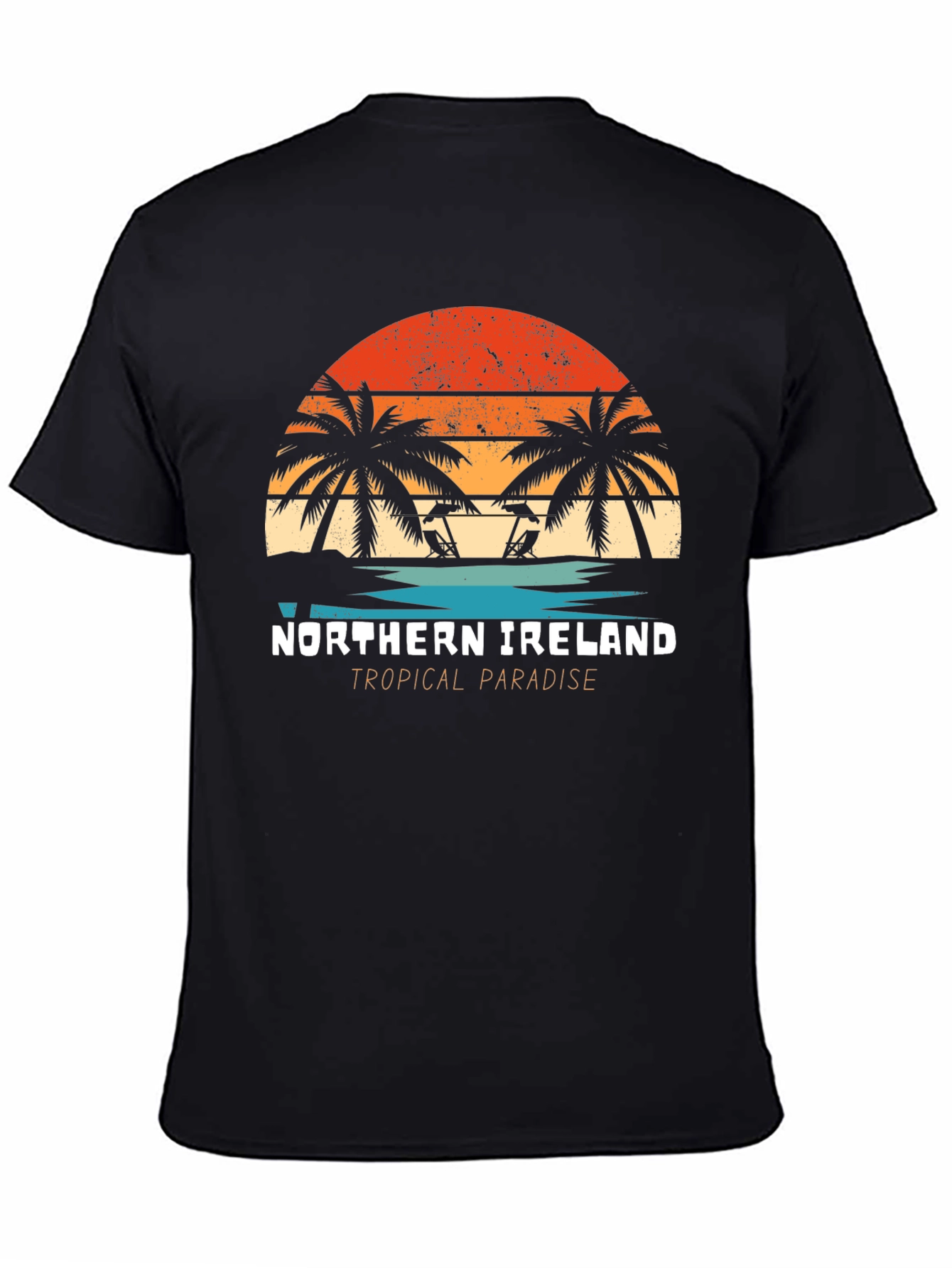Northern Ireland Tropical Paradise Black T-Shirt