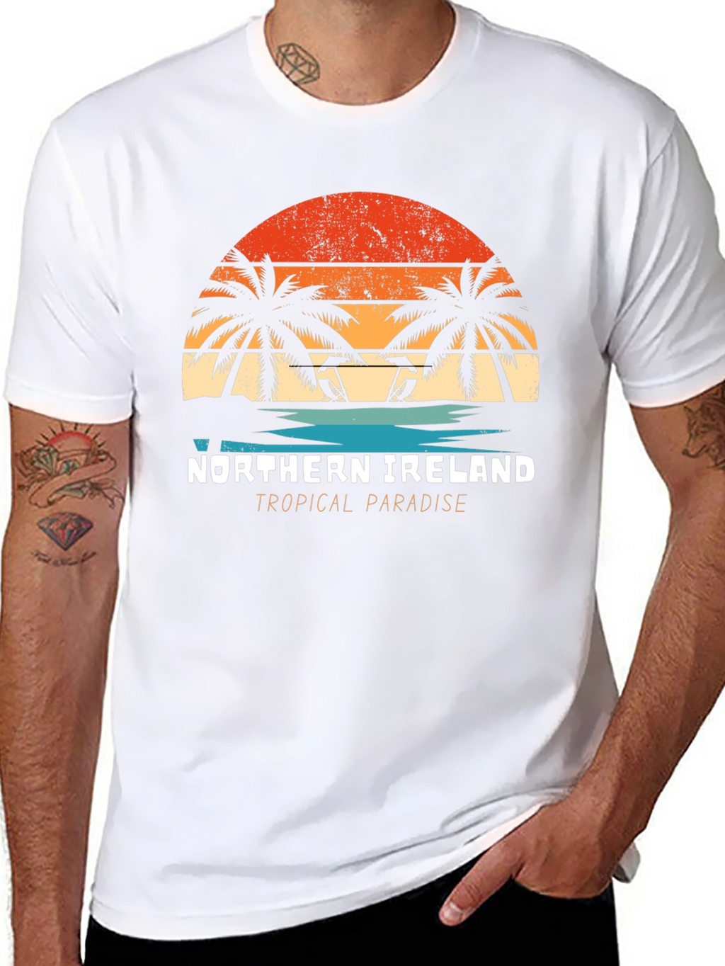 Northern Ireland Tropical Paradise Black T-Shirt