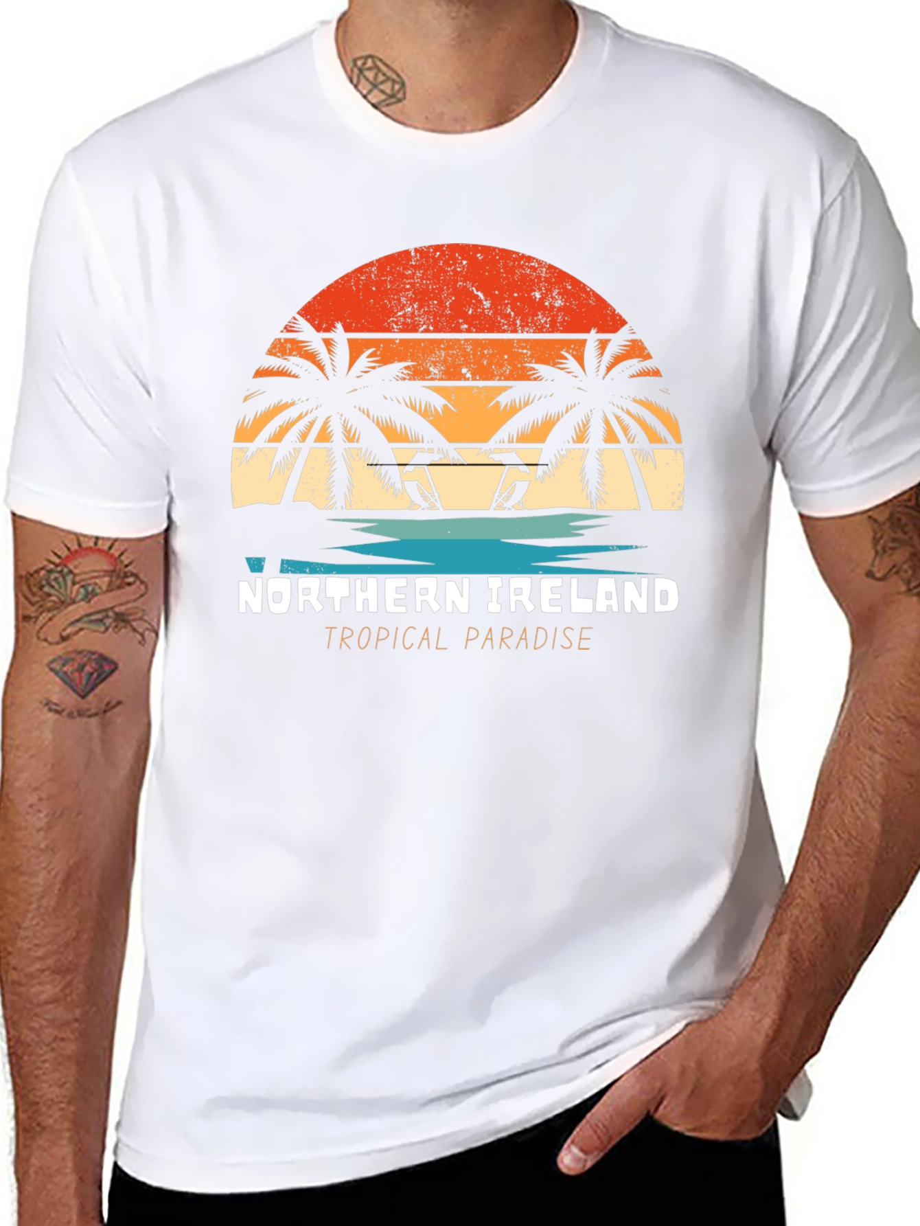 Northern Ireland Tropical Paradise Black T-Shirt