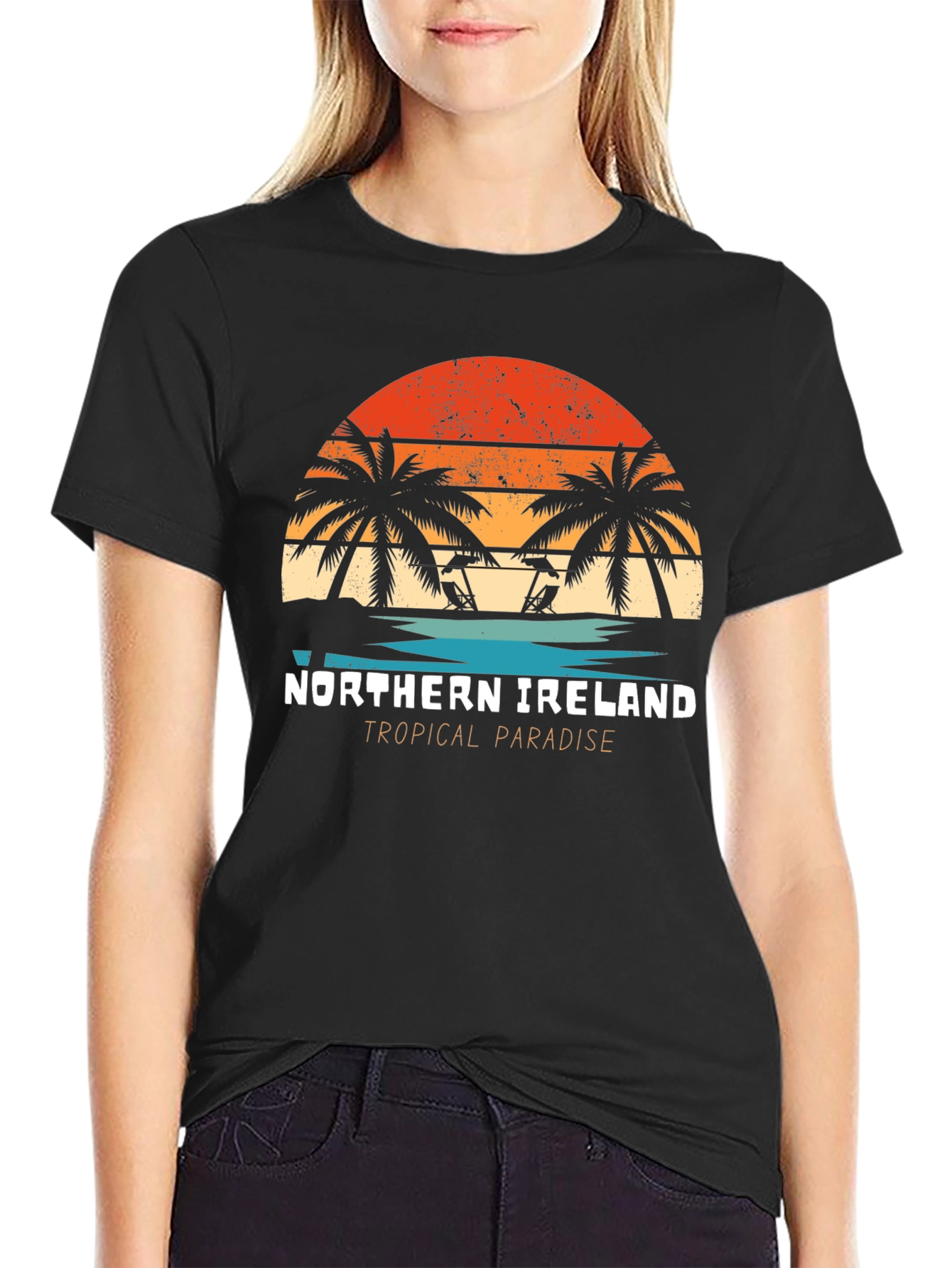 Northern Ireland Tropical Paradise Black T-Shirt