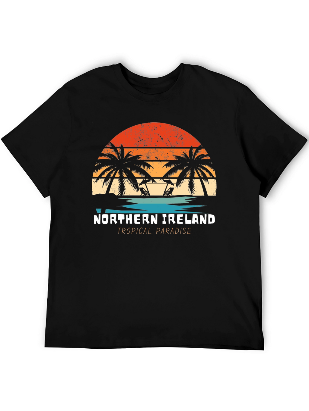 Northern Ireland Tropical Paradise Black T-Shirt