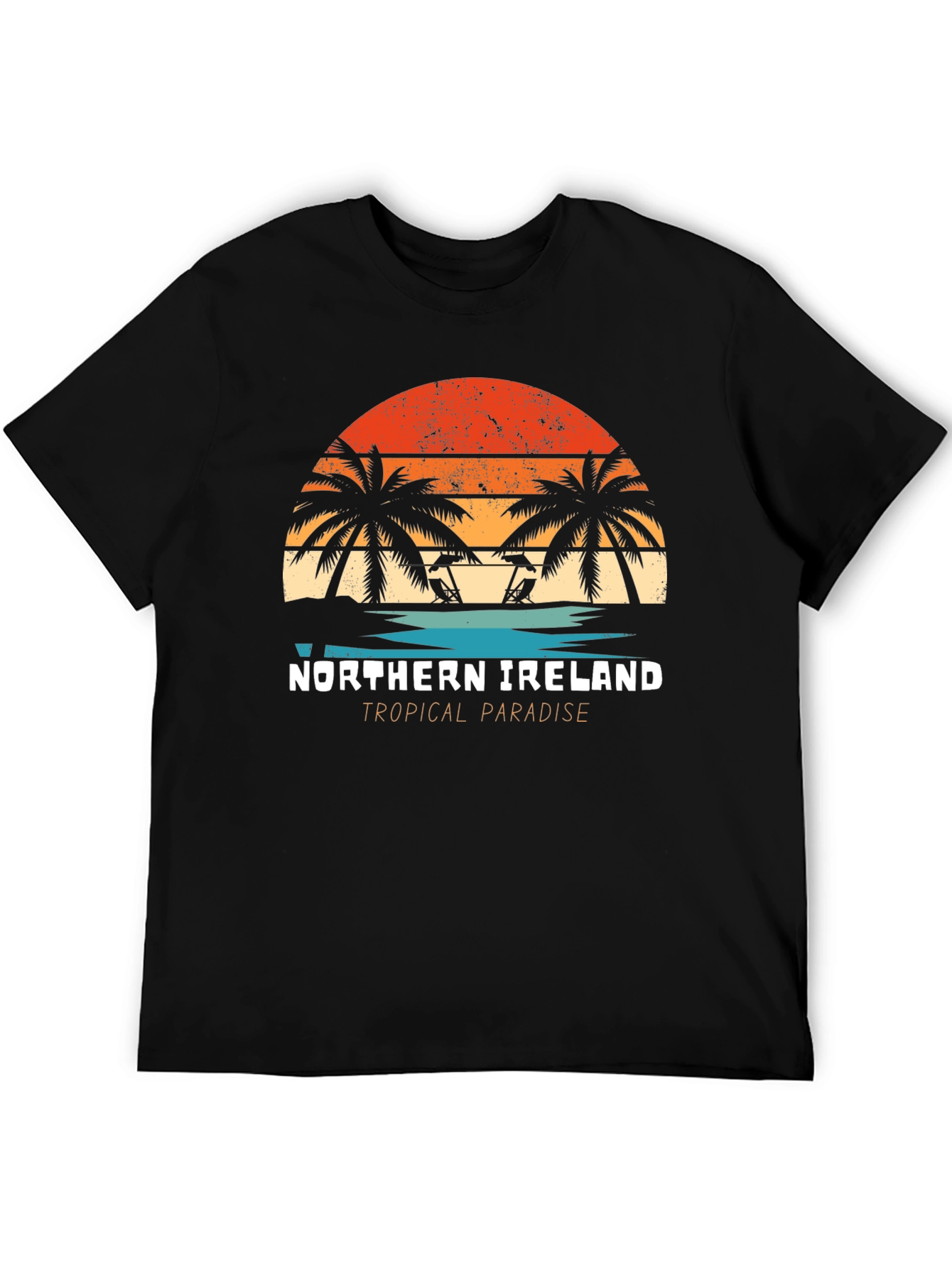 Northern Ireland Tropical Paradise Black T-Shirt