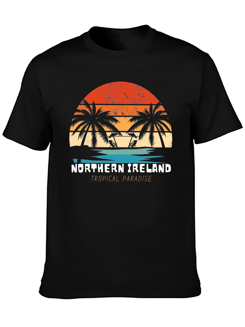 Northern Ireland Tropical Paradise Black T-Shirt