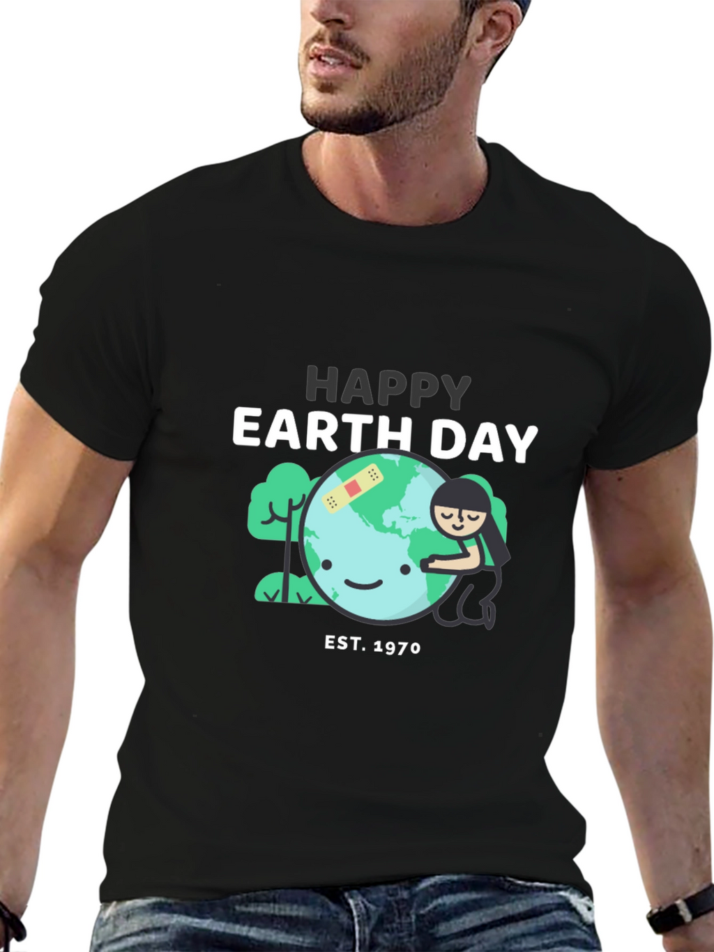 Happy Earth Day Black T-Shirt