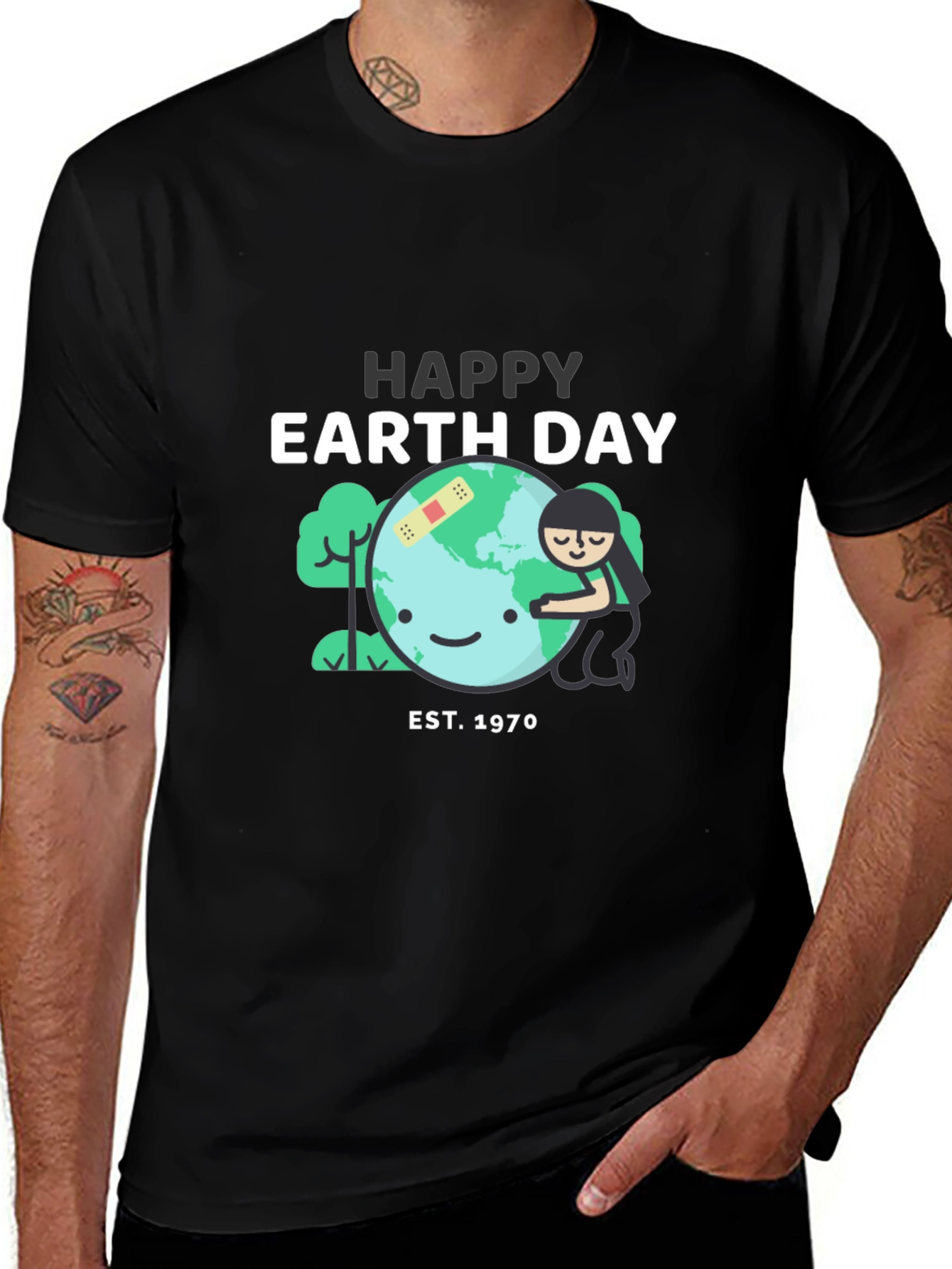Happy Earth Day Black T-Shirt