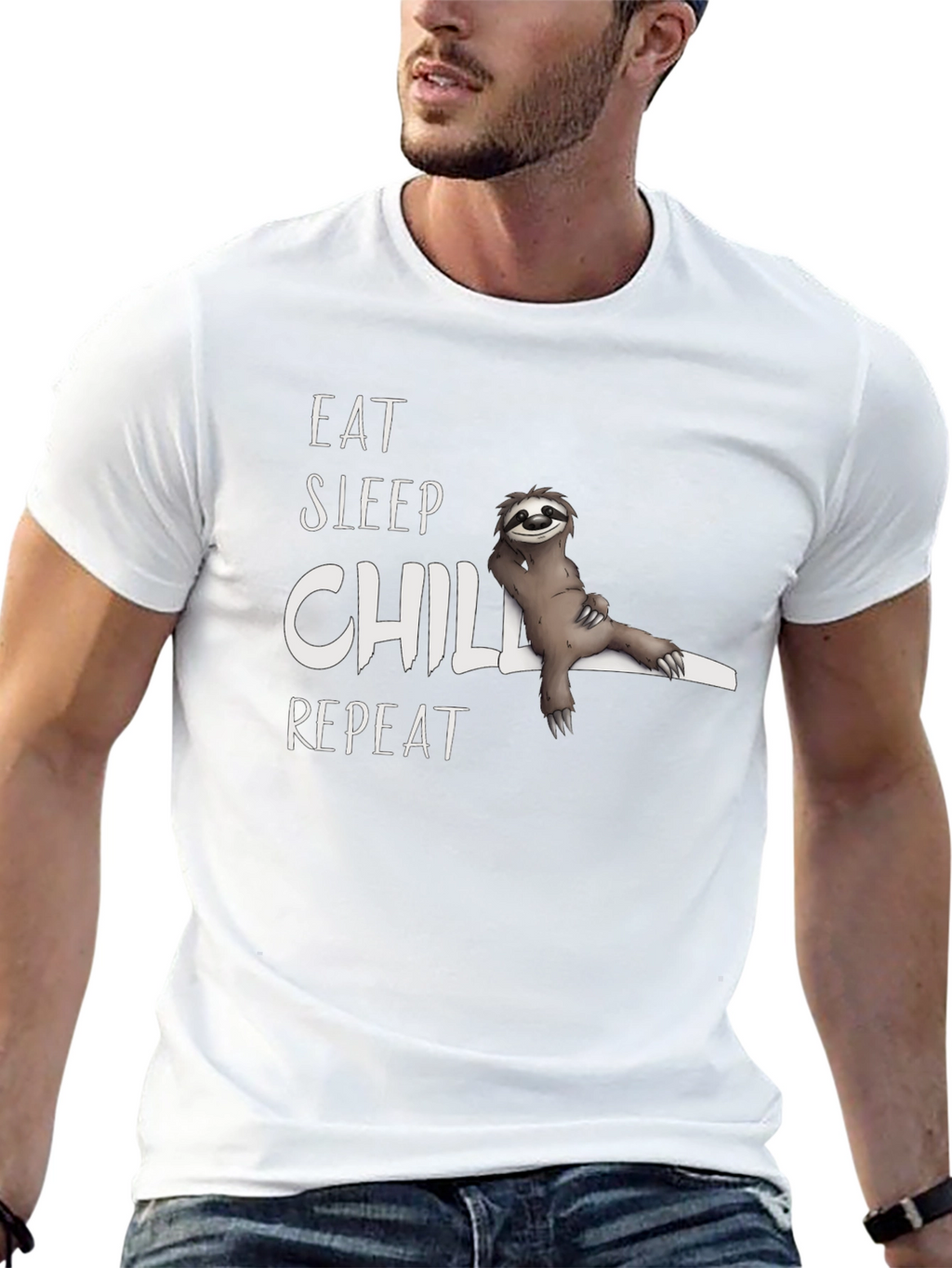 Eat Sleep Chill Repeat Sloth Graphic Tee
