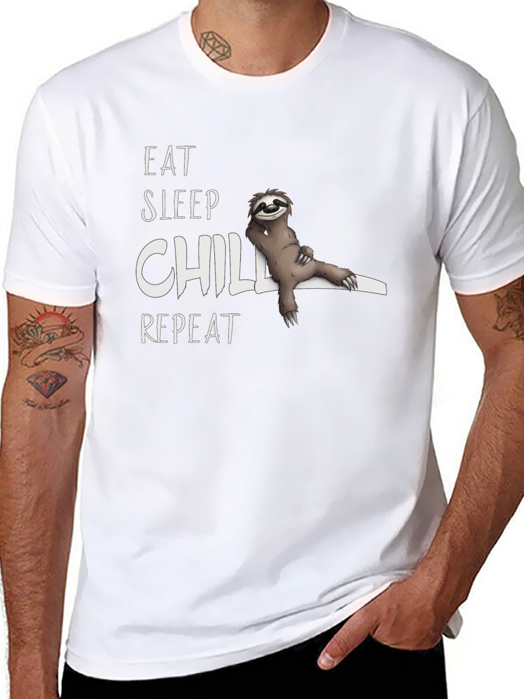 Eat Sleep Chill Repeat Sloth Graphic Tee