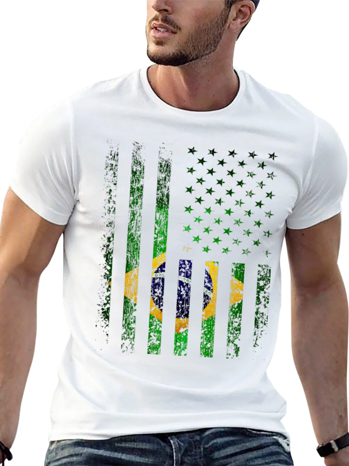 Brazil Flag T-Shirt - Distressed Graphic Tee
