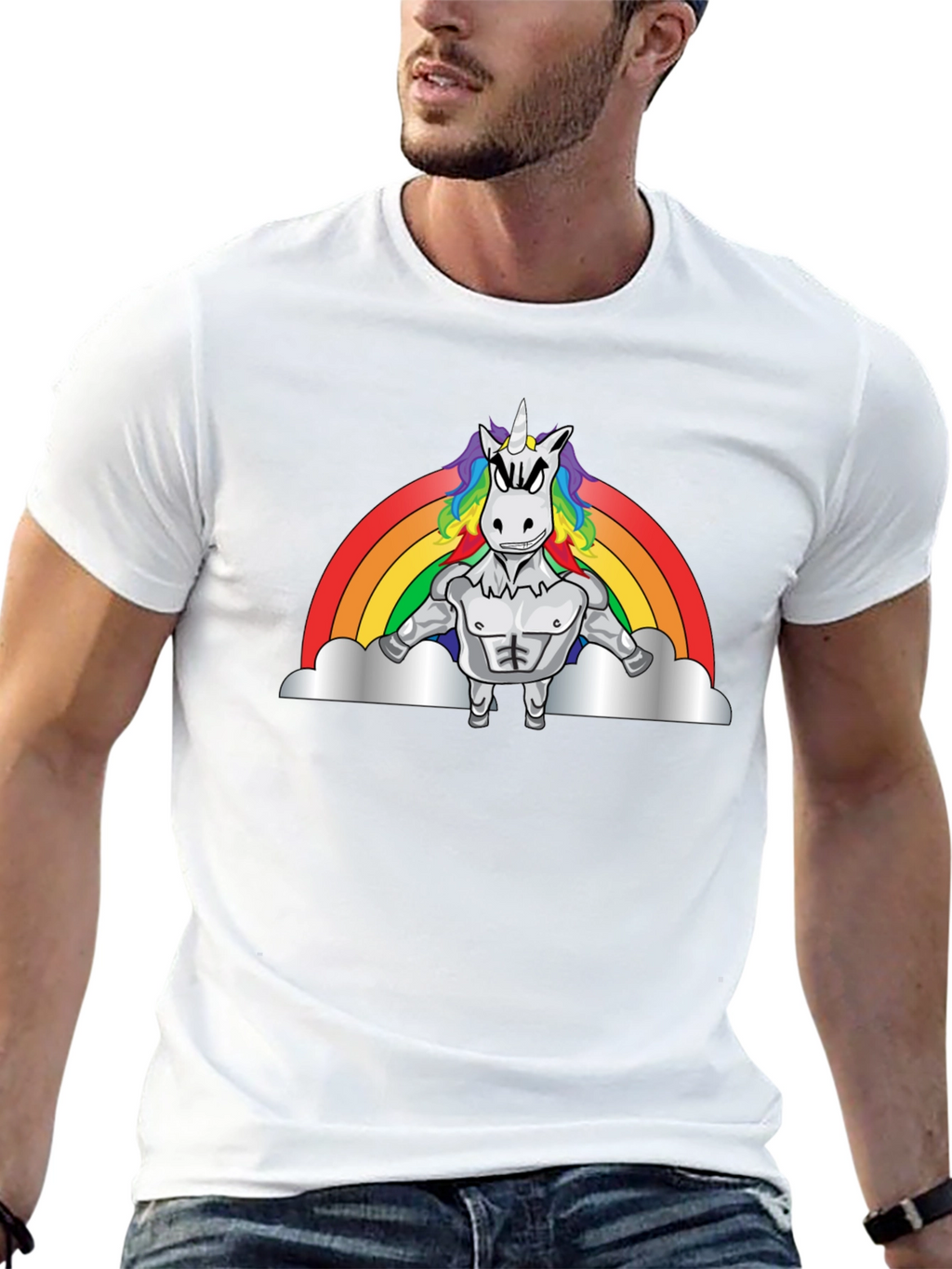 Muscled Unicorn Rainbow T-Shirt