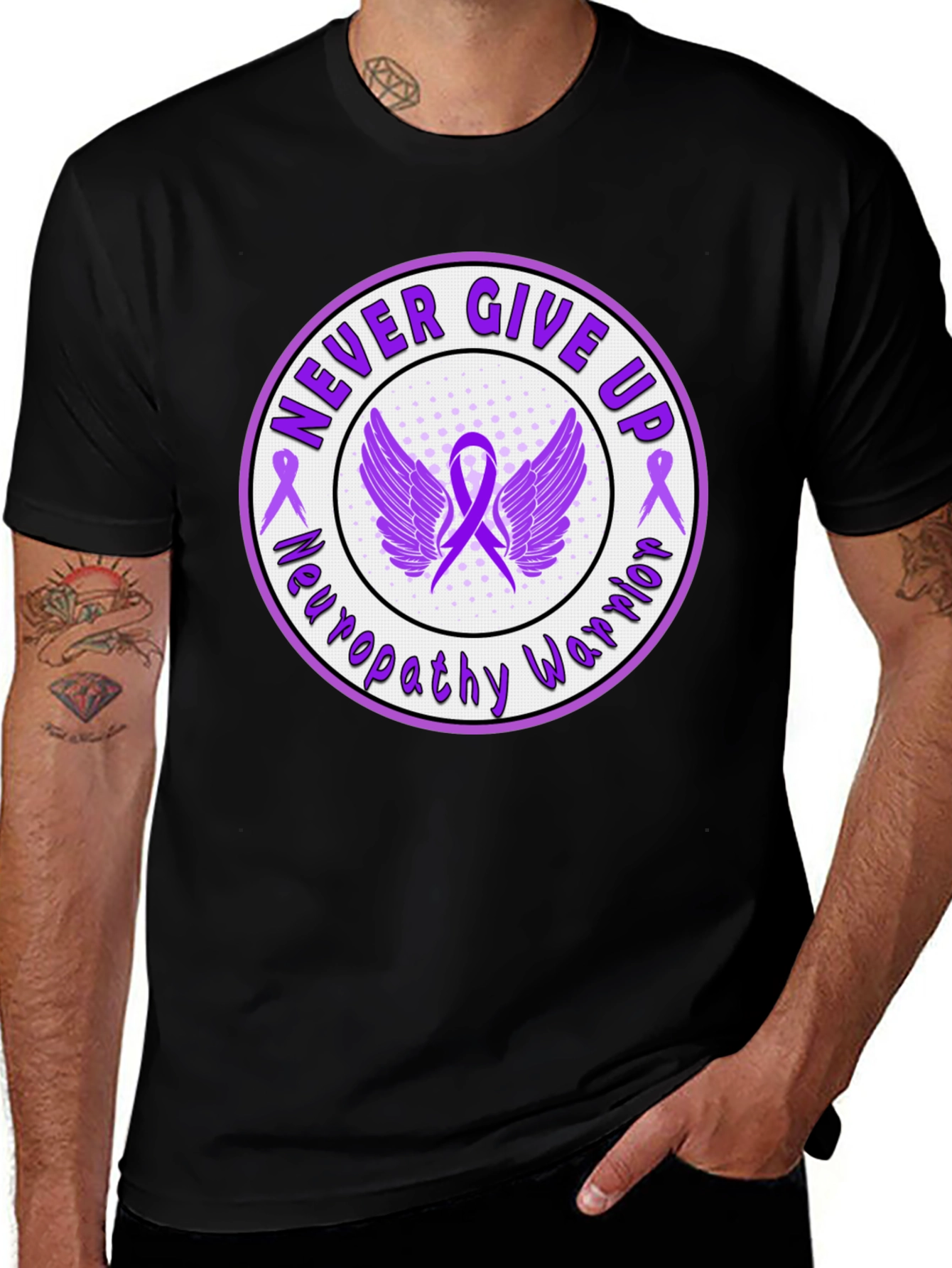 Neuropathy Warrior Never Give Up Awareness T-Shirt