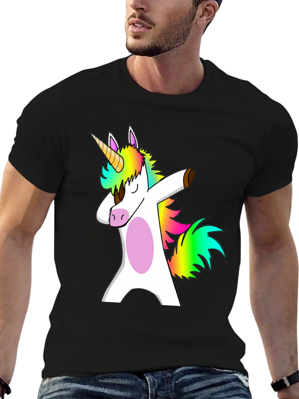 Dabbing Unicorn Black T-Shirt Funny Gift