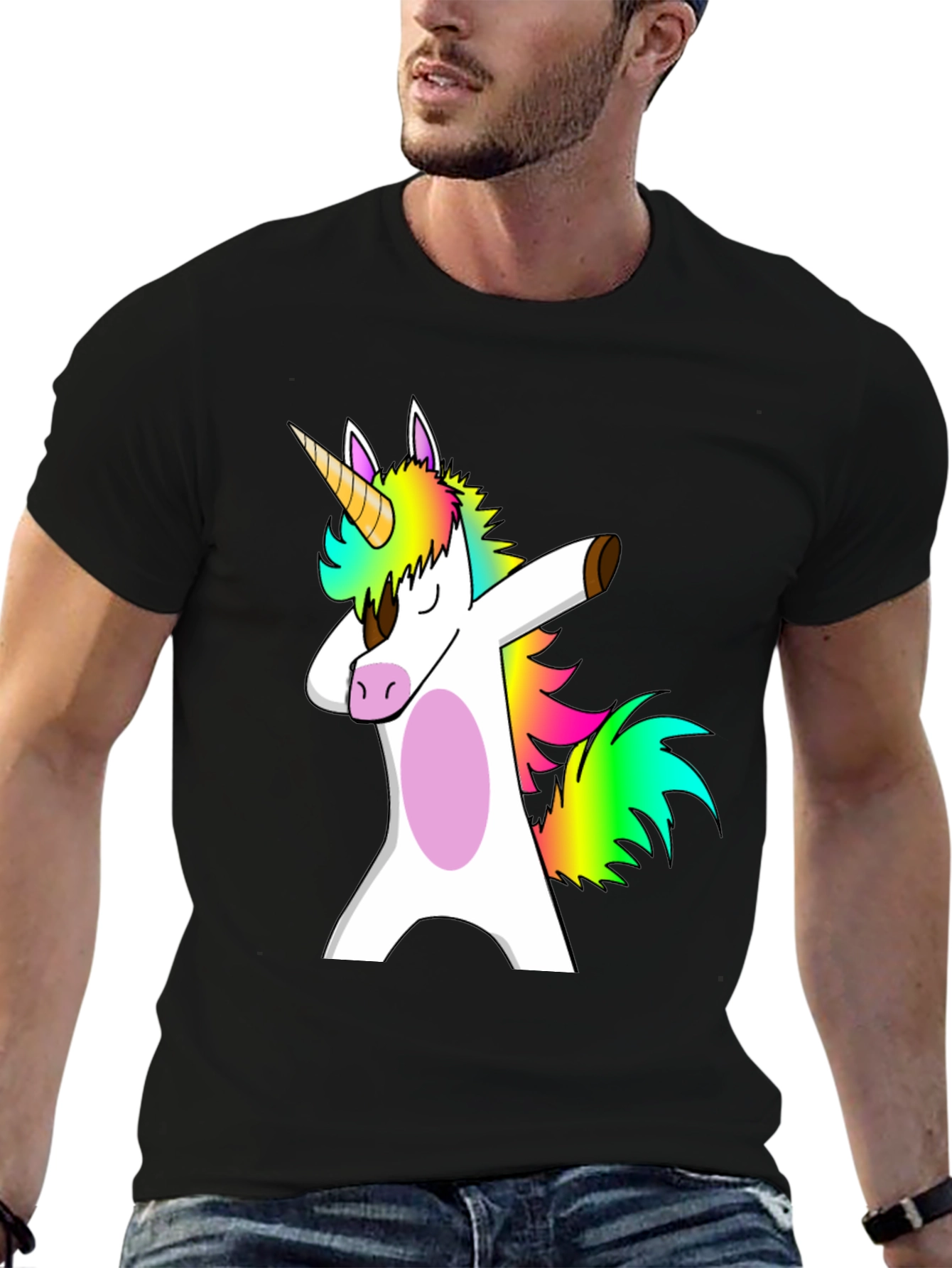 Dabbing Unicorn Black T-Shirt Funny Gift