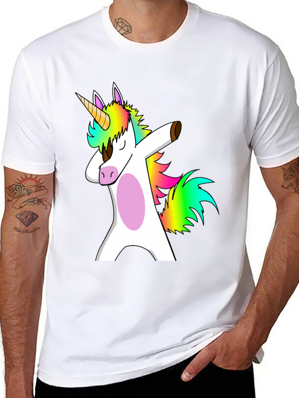 Dabbing Unicorn Black T-Shirt Funny Gift