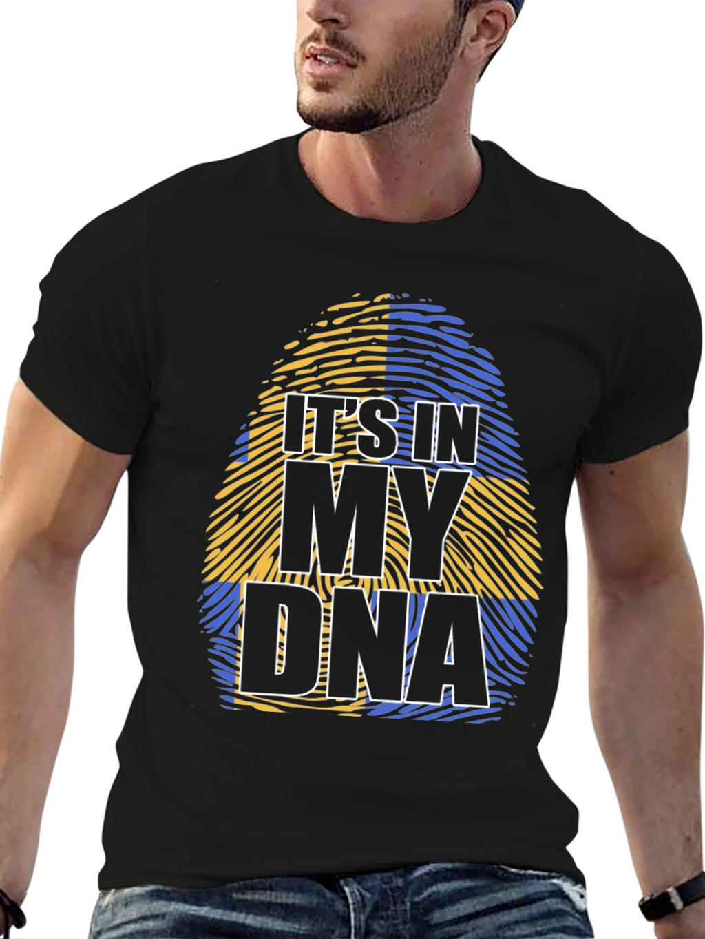 Its In My DNA Sweden Flag Fingerprint T-Shirt