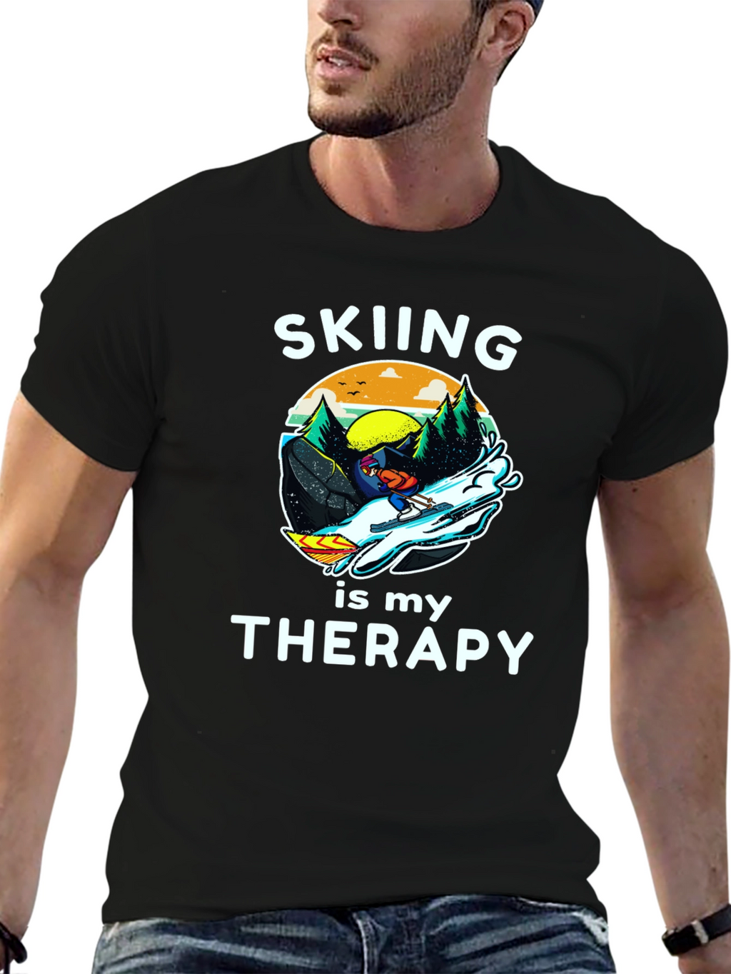 Skiing is My Therapy T-Shirt