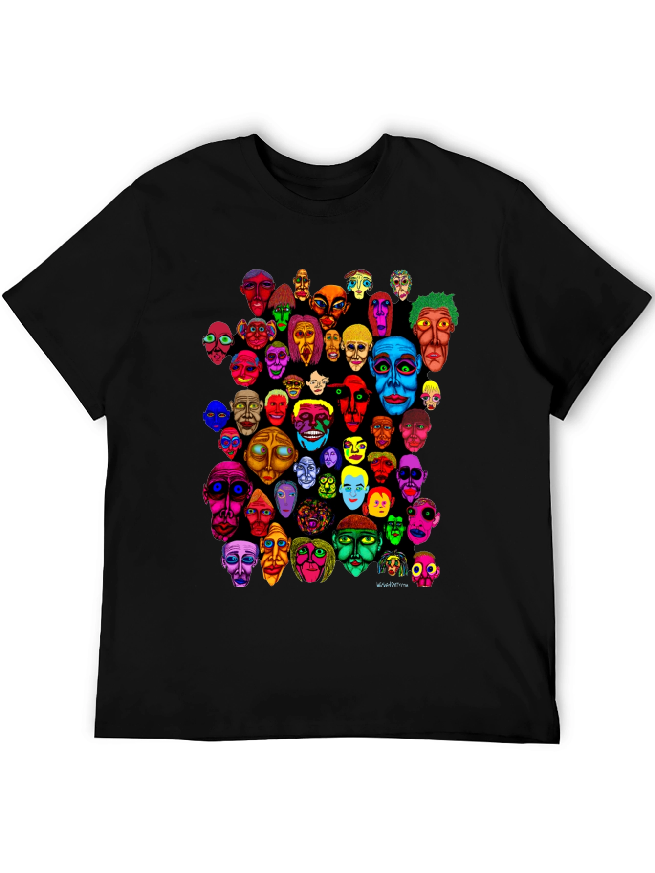 Abstract Faces Graphic Print Black T-Shirt
