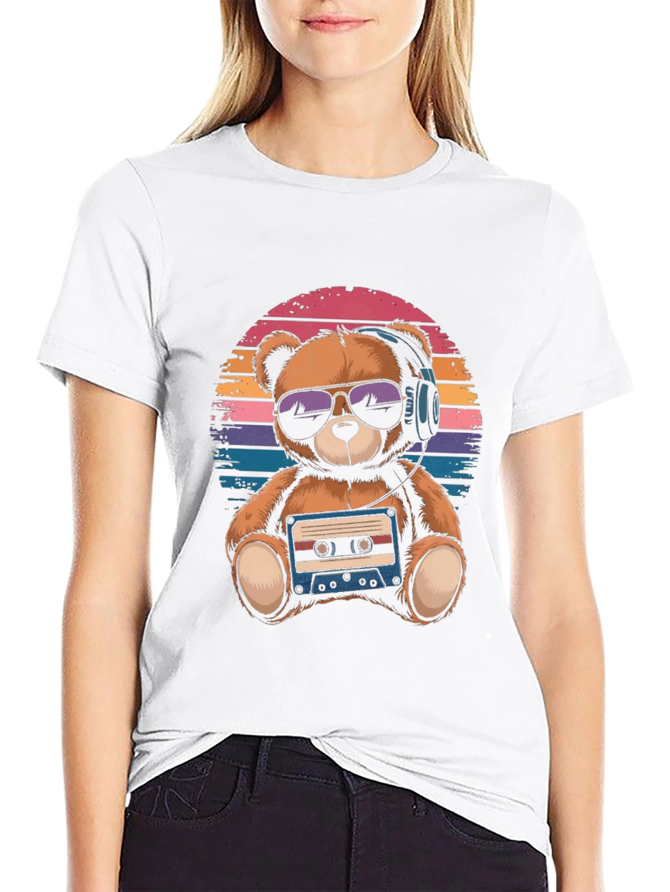 Retro Teddy Bear T-Shirt: Music Lover Tee
