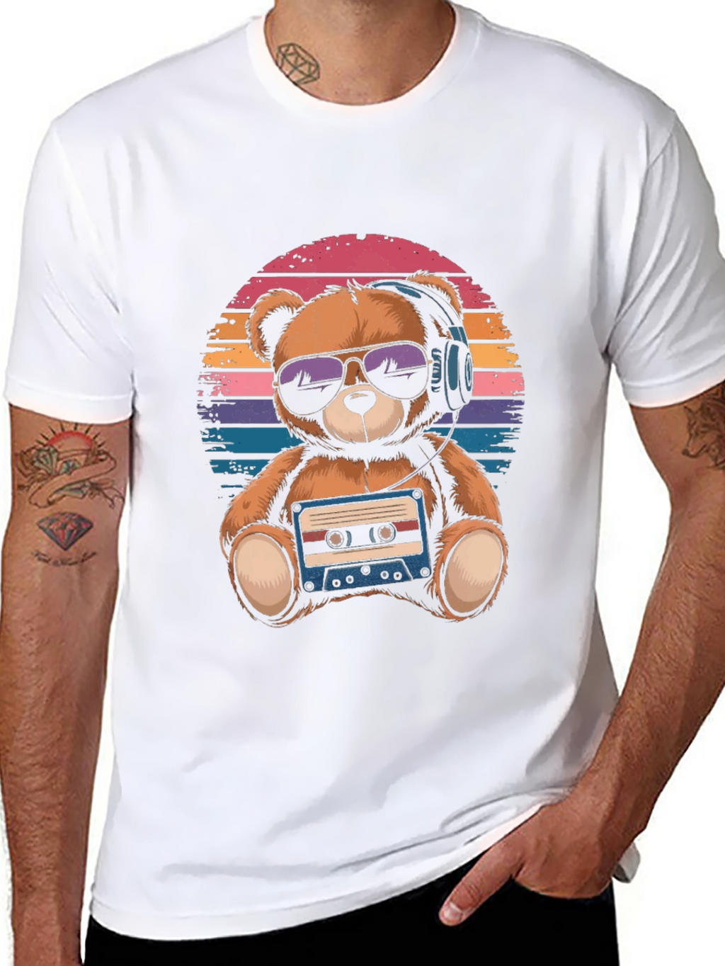 Retro Teddy Bear T-Shirt: Music Lover Tee